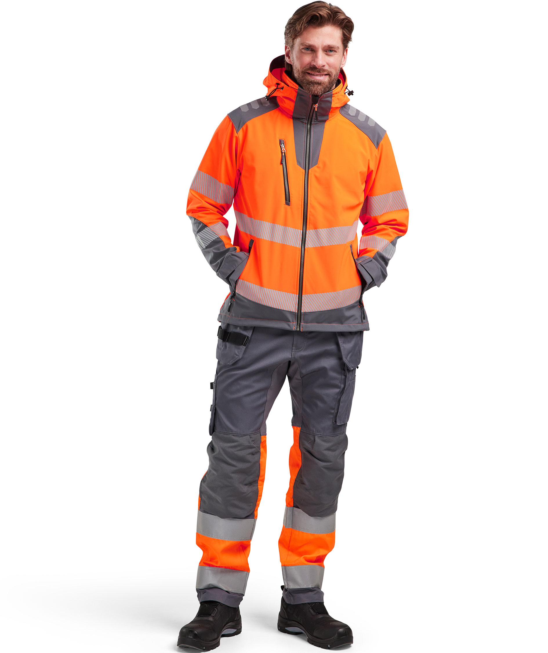Bl&aring;kl&auml;der craftsman trousers, Medium grey/Hi-Vis Orange