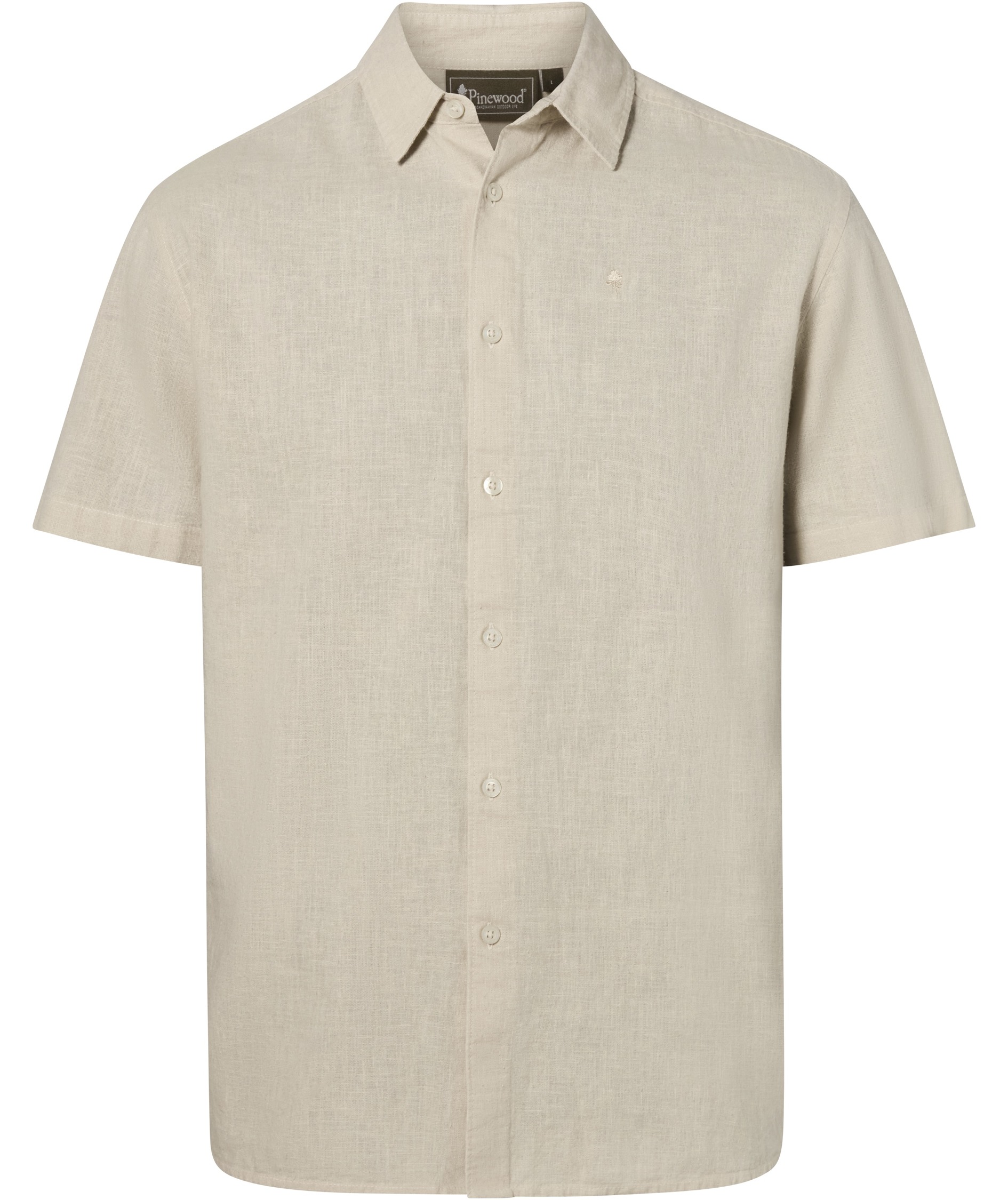 Pinewood V&auml;rnamo kort&aelig;rmet skjorte, Linen Beige