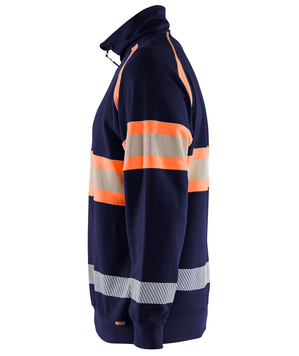 Bl&aring;kl&auml;der half zip collegegenser, Marine/Hi-Vis Oransje, large image number 3
