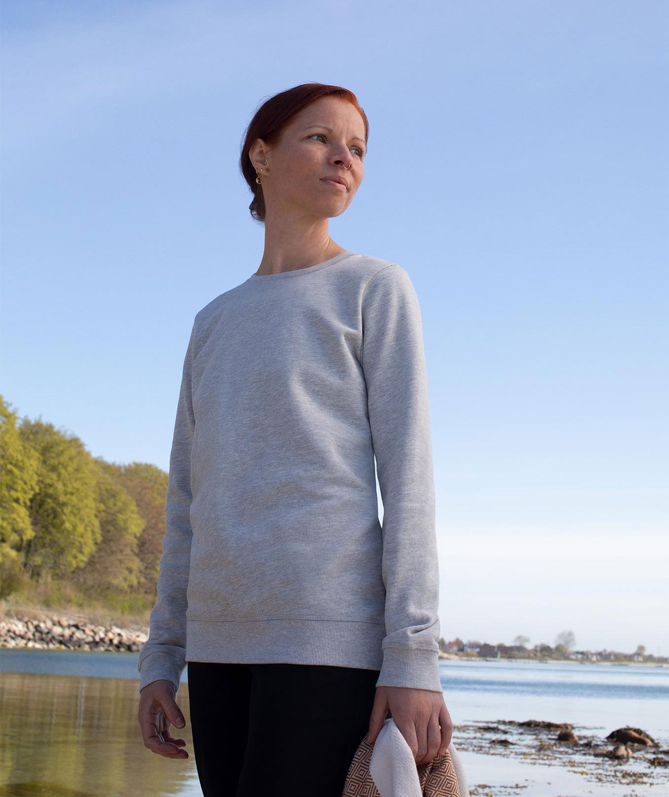 ID ekologisk sweatshirt dam, Ljusgr&aring; Melange