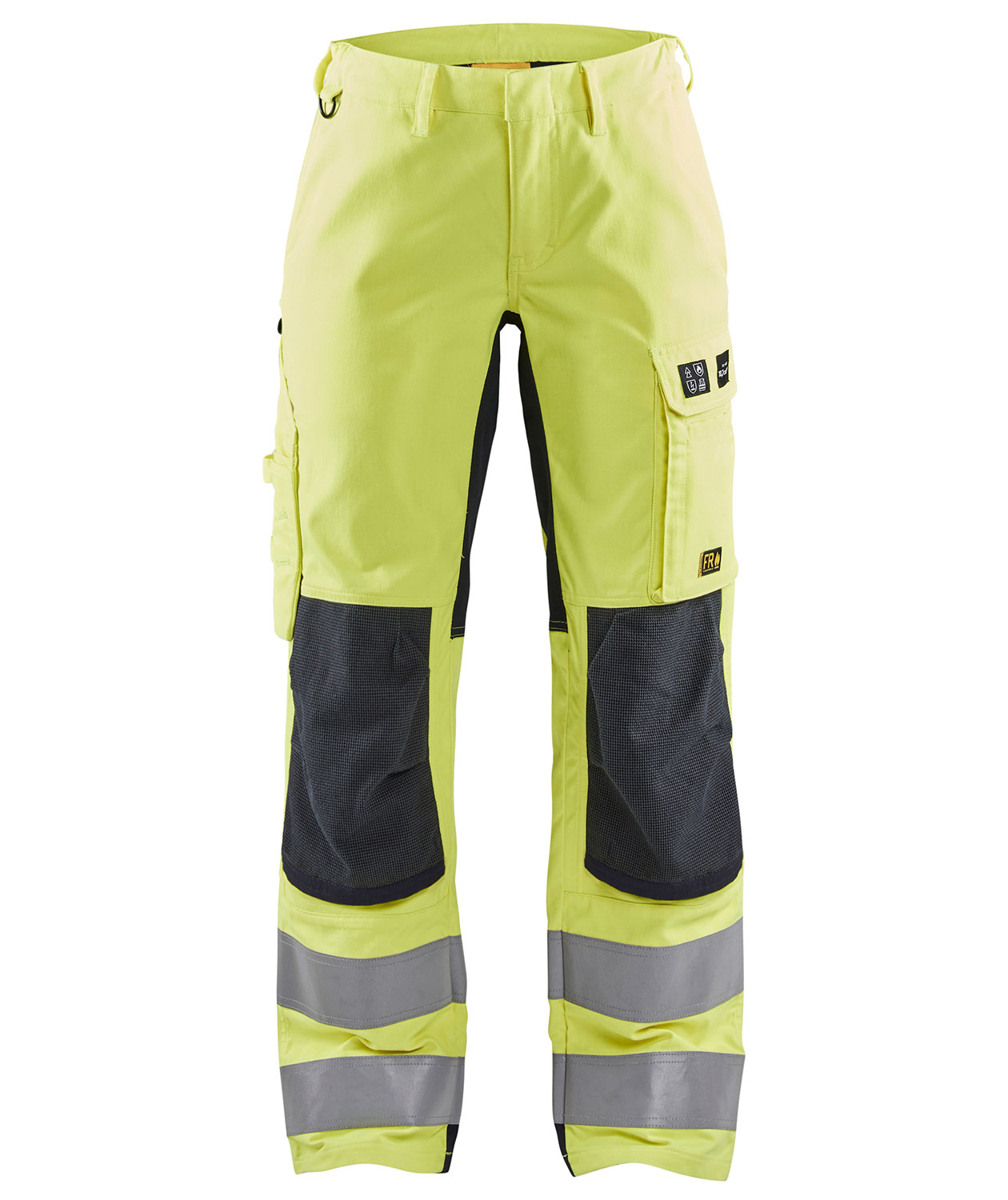 Bl&aring;kl&auml;der Multinorm arbetsbyxa dam, Varsel yellow/marinbl&aring;