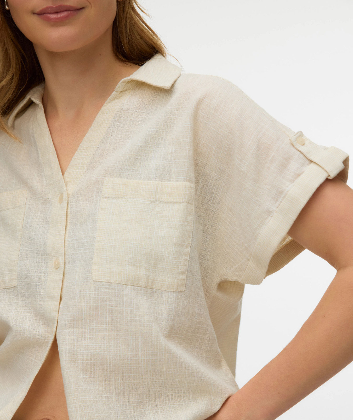 Vero Moda VMTHILDE kortermet dameskjorte, Silver Lining, large image number 4