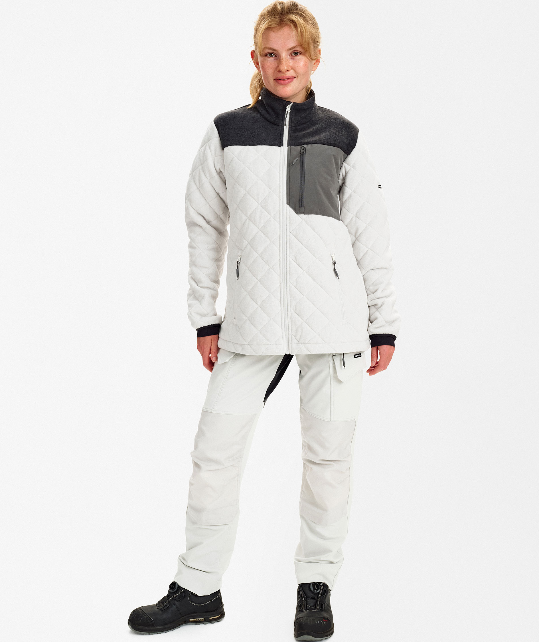 Engel Entire vadderad fleecejacka dam, Bone White/Anthracite Grey, large image number 2