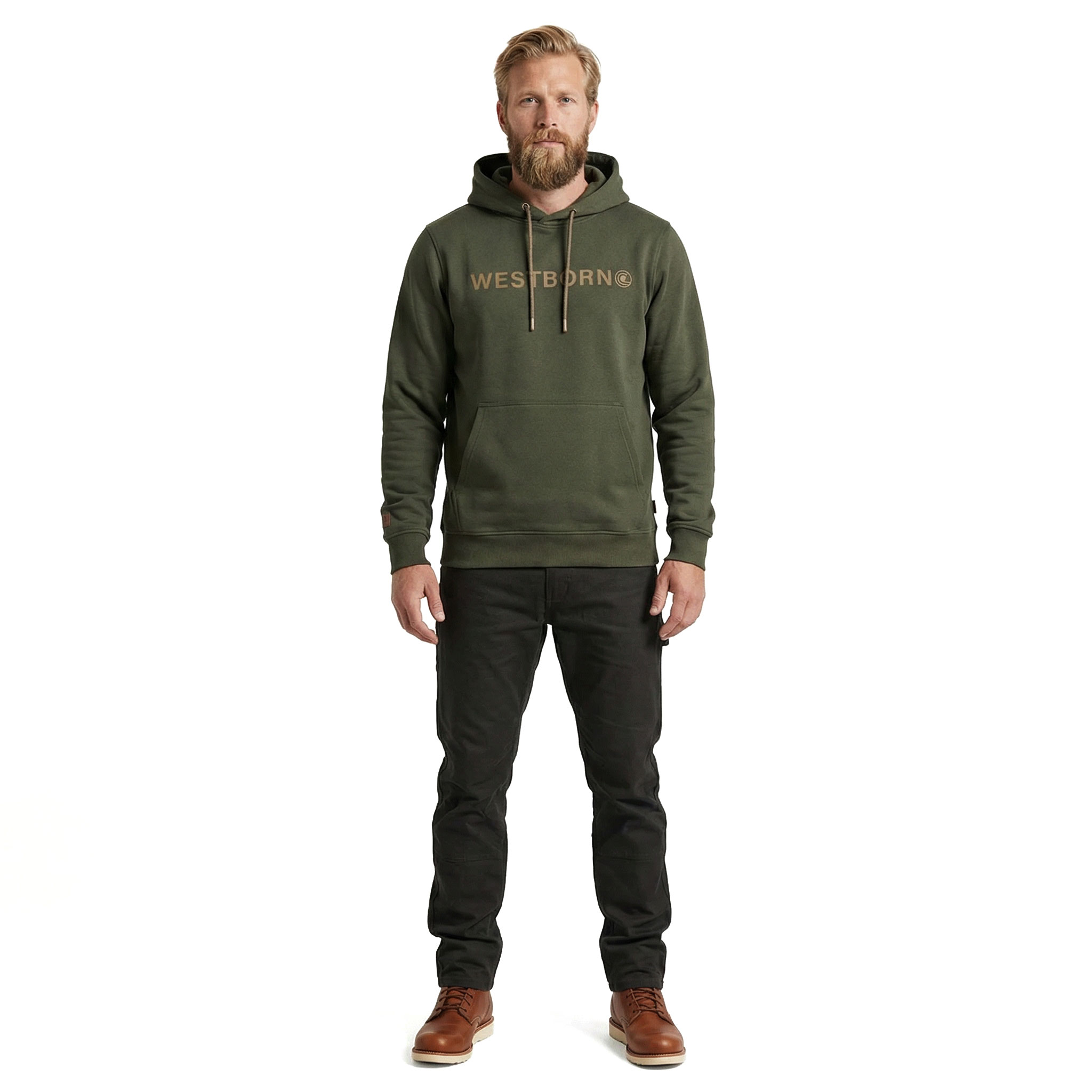 Westborn Logo hettegenser, Dark Olive, large image number 2