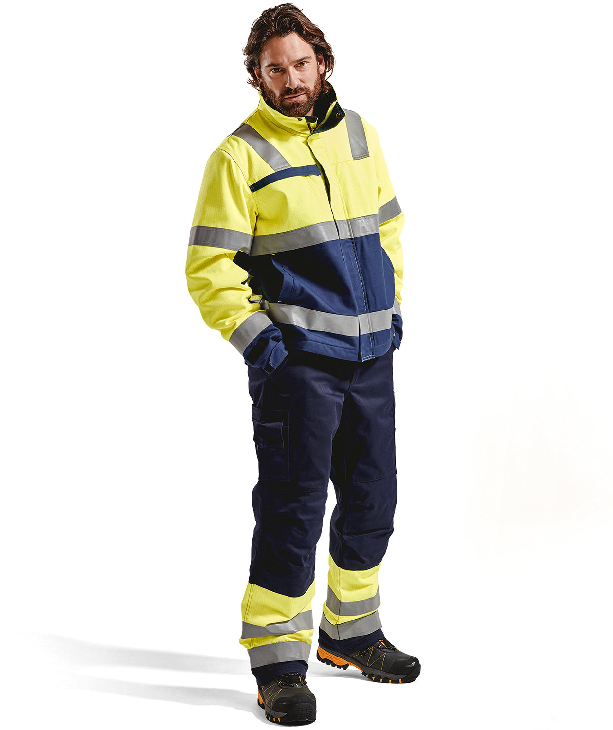 Bl&aring;kl&auml;der Multinorm vinterjakke, Hi-vis Gul/marinebl&aring;