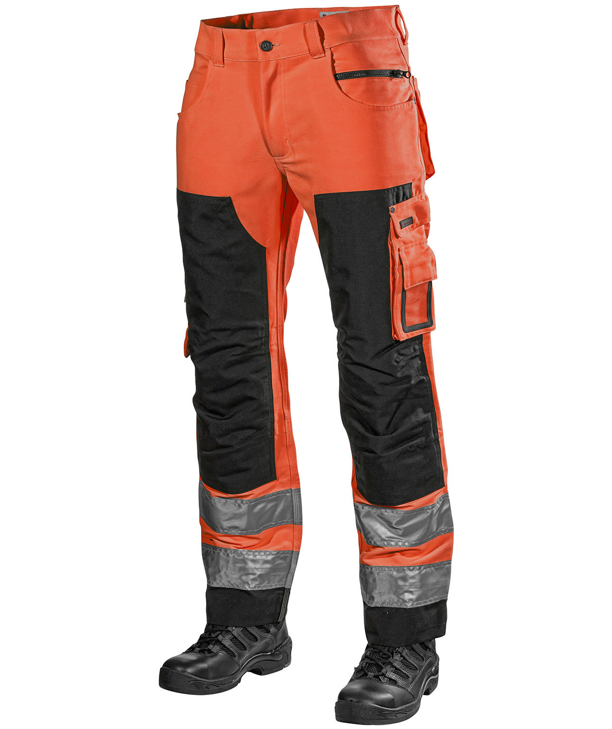 L.Brador arbejdsbukser 129PB, Hi-Vis Orange/Sort, large image number 0