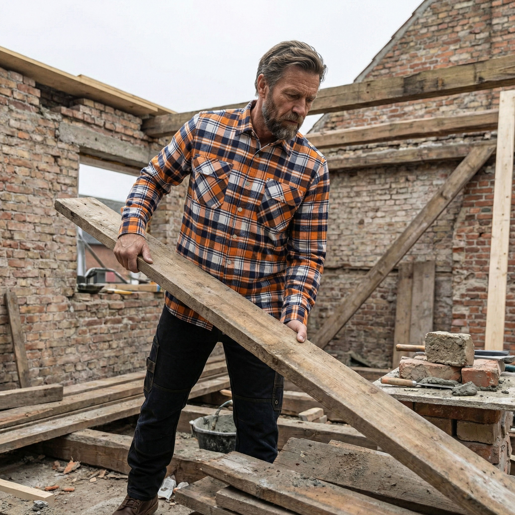 ID Green Leaf flanellskjorta, Orange