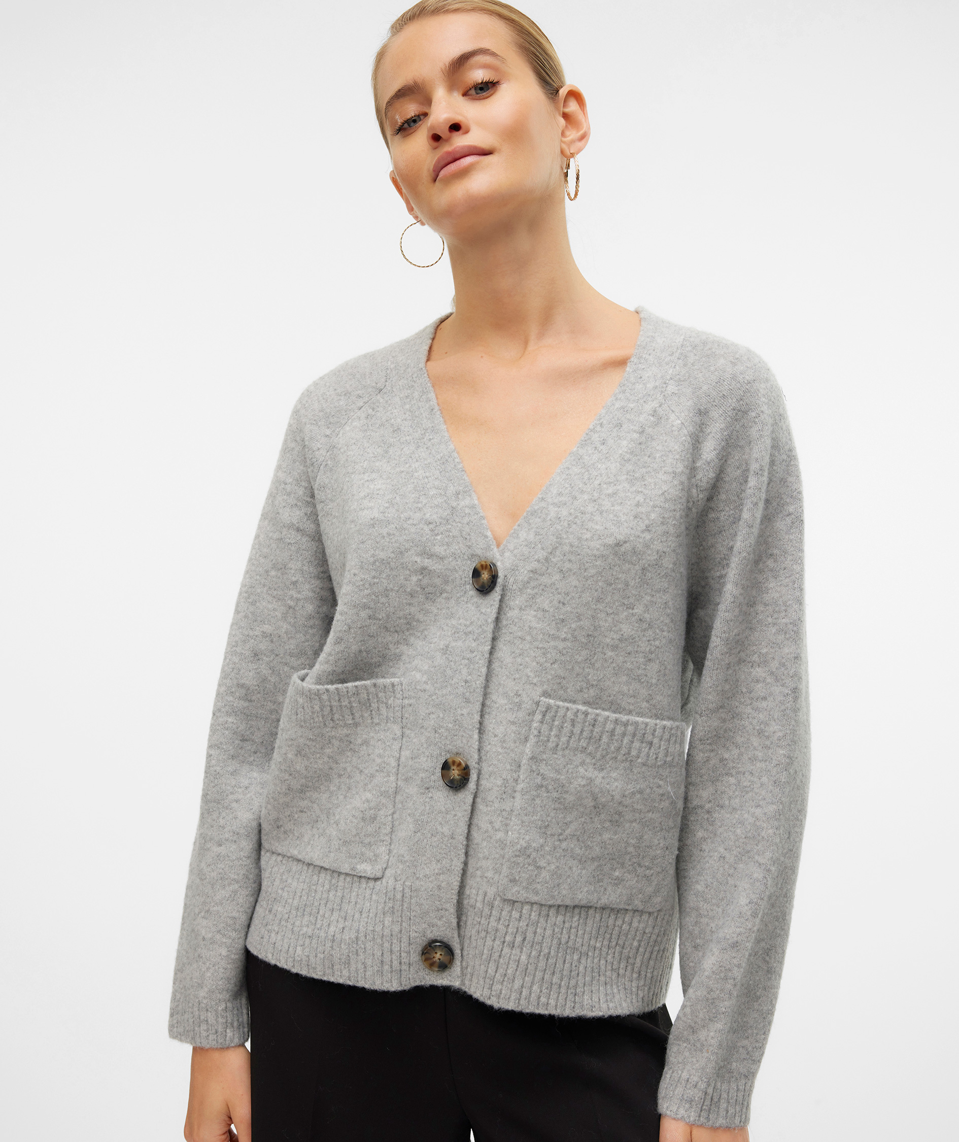 Vero Moda VMBOOM stickad cardigan dam, Light Grey Melange