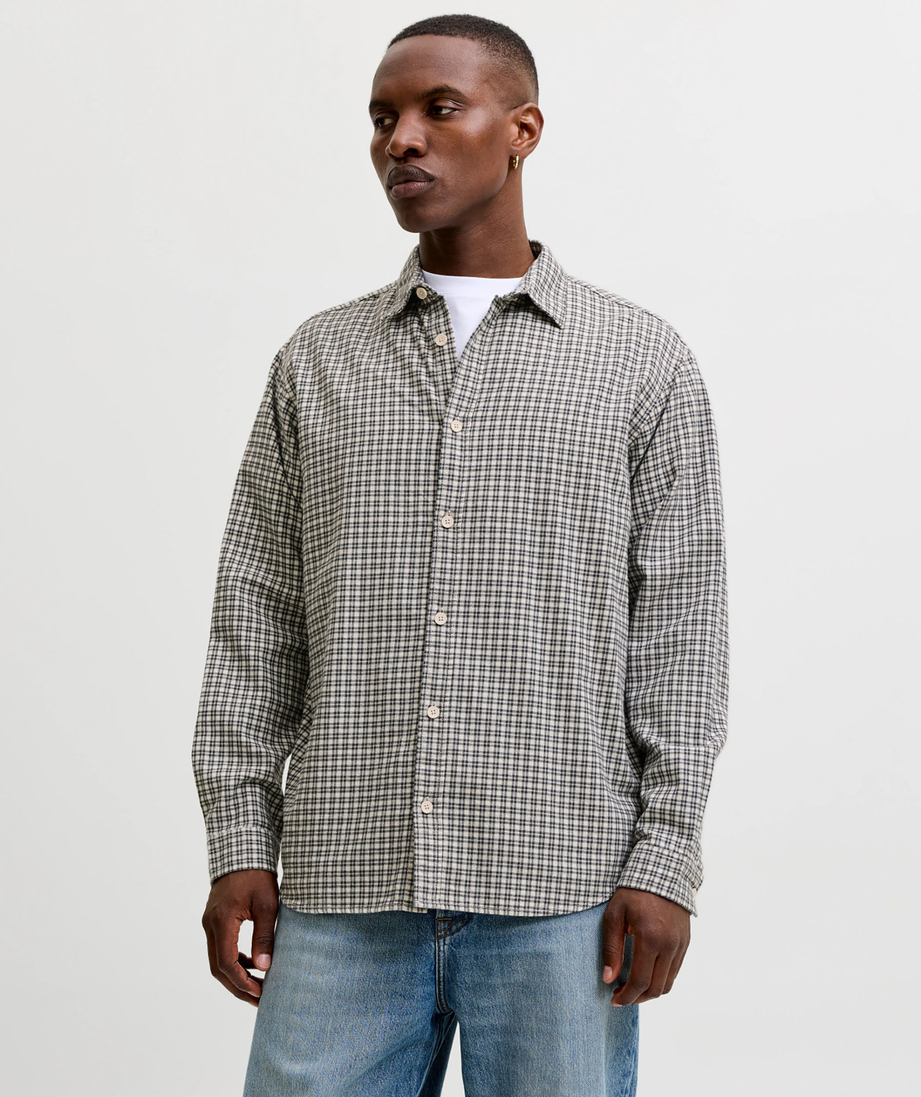 Jack & Jones JJCARTER CHECK Hemd, Cloud Dancer, large image number 6