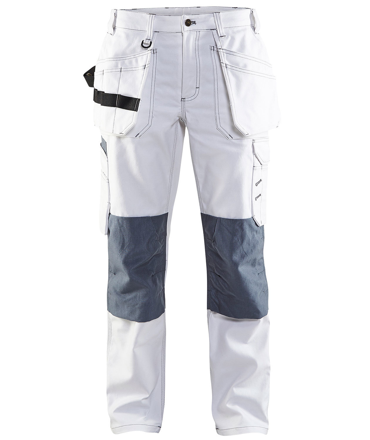 Bl&aring;kl&auml;der dame h&aring;ndv&aelig;rkerbukser, Hvid/Gr&aring;