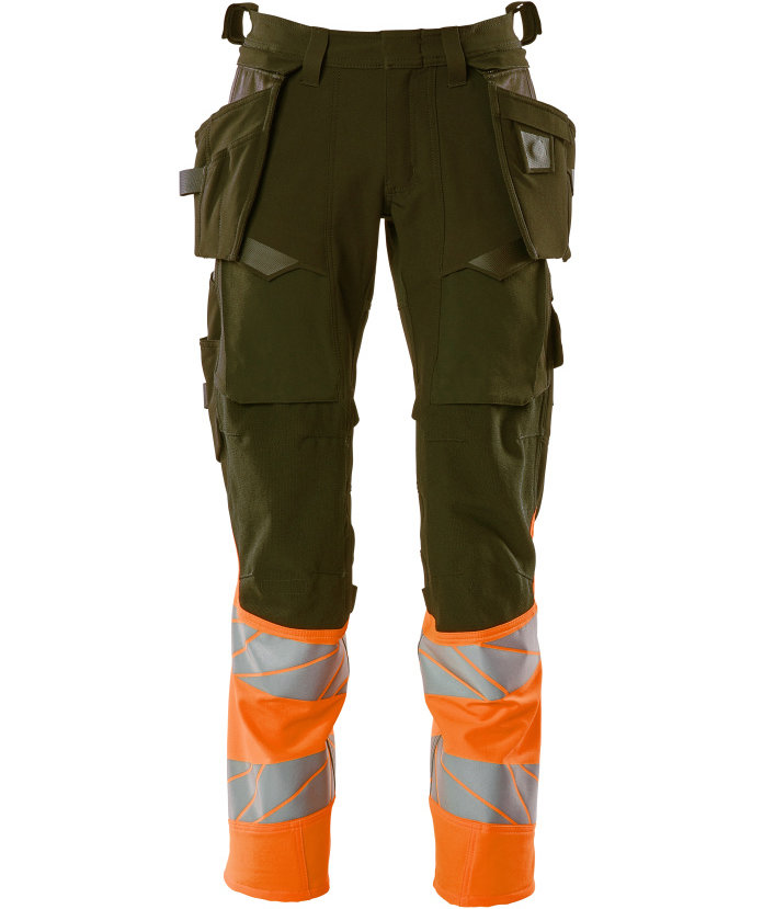 Mascot Accelerate Safe h&aring;ndv&aelig;rkerbukser Full stretch, Mosgr&oslash;n/Hi-Vis Orange, Mosgr&oslash;n/Hi-Vis Orange, swatch