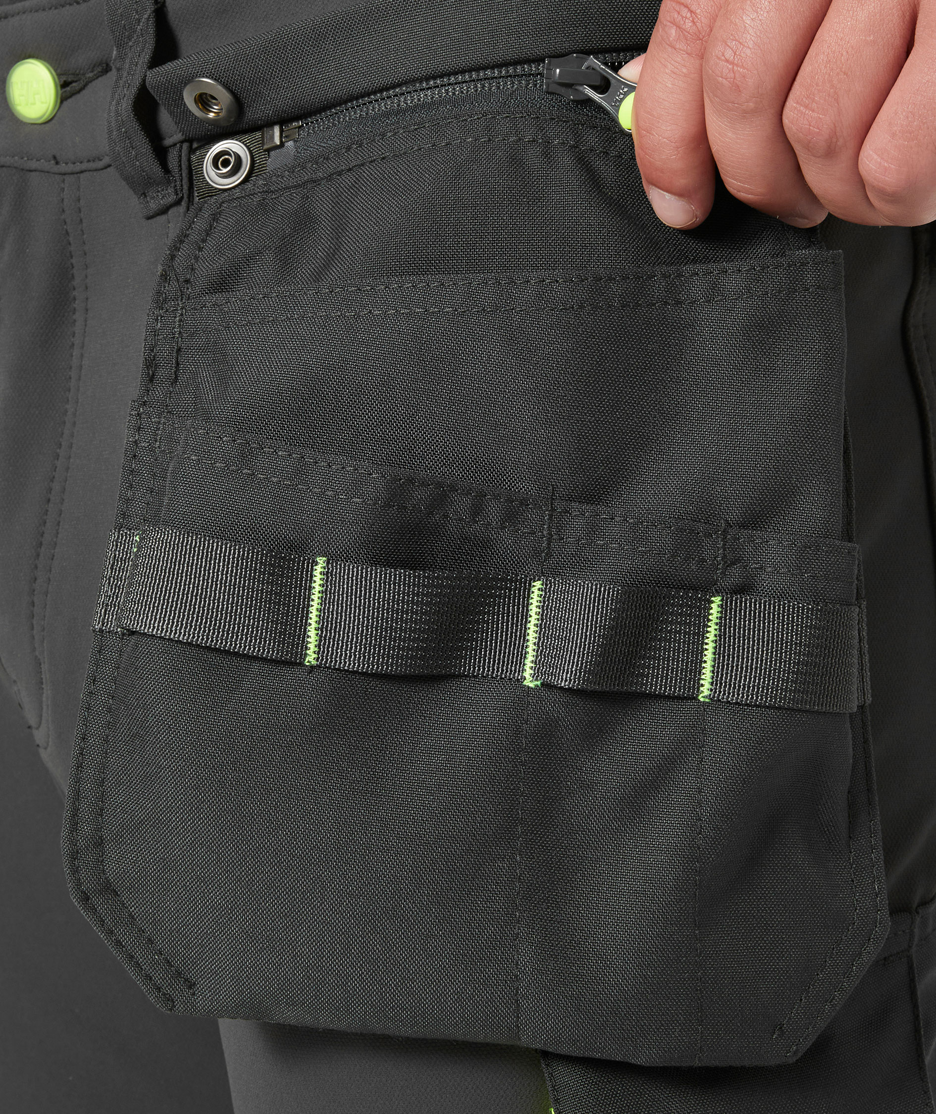 Helly Hansen ICU h&aring;ndverksbukse full stretch, Hi-vis gul/charcoal, large image number 3