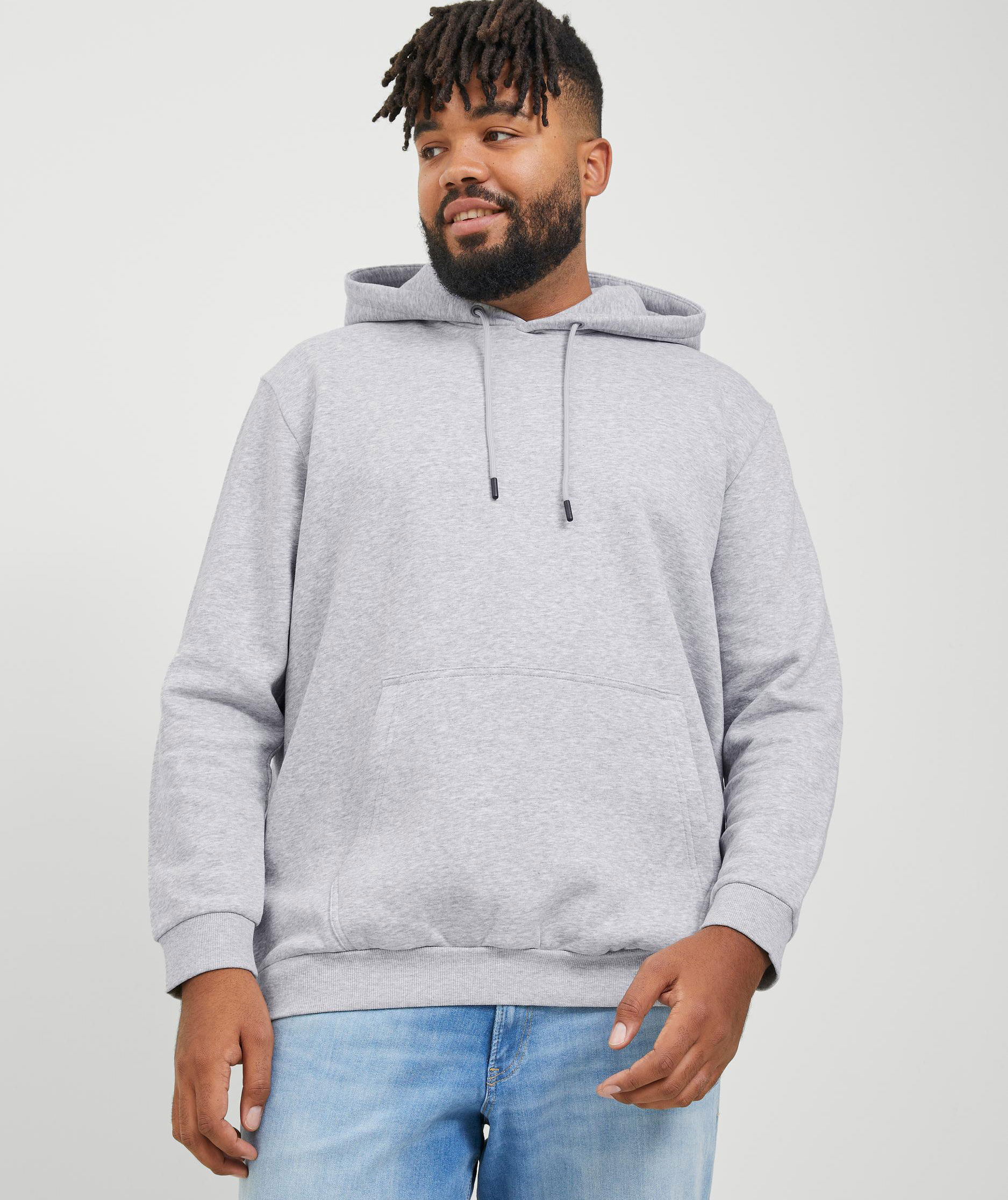 Jack & Jones Plus JJEBRADLEY Hoodie, Light Grey Melange