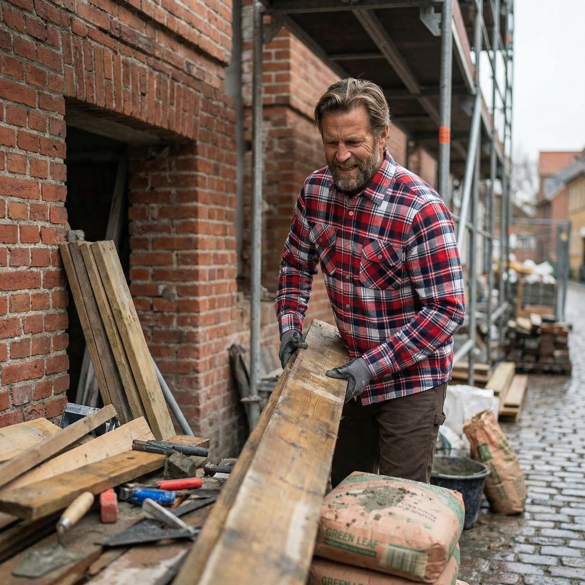 ID Green Leaf flanellskjorta, R&ouml;d