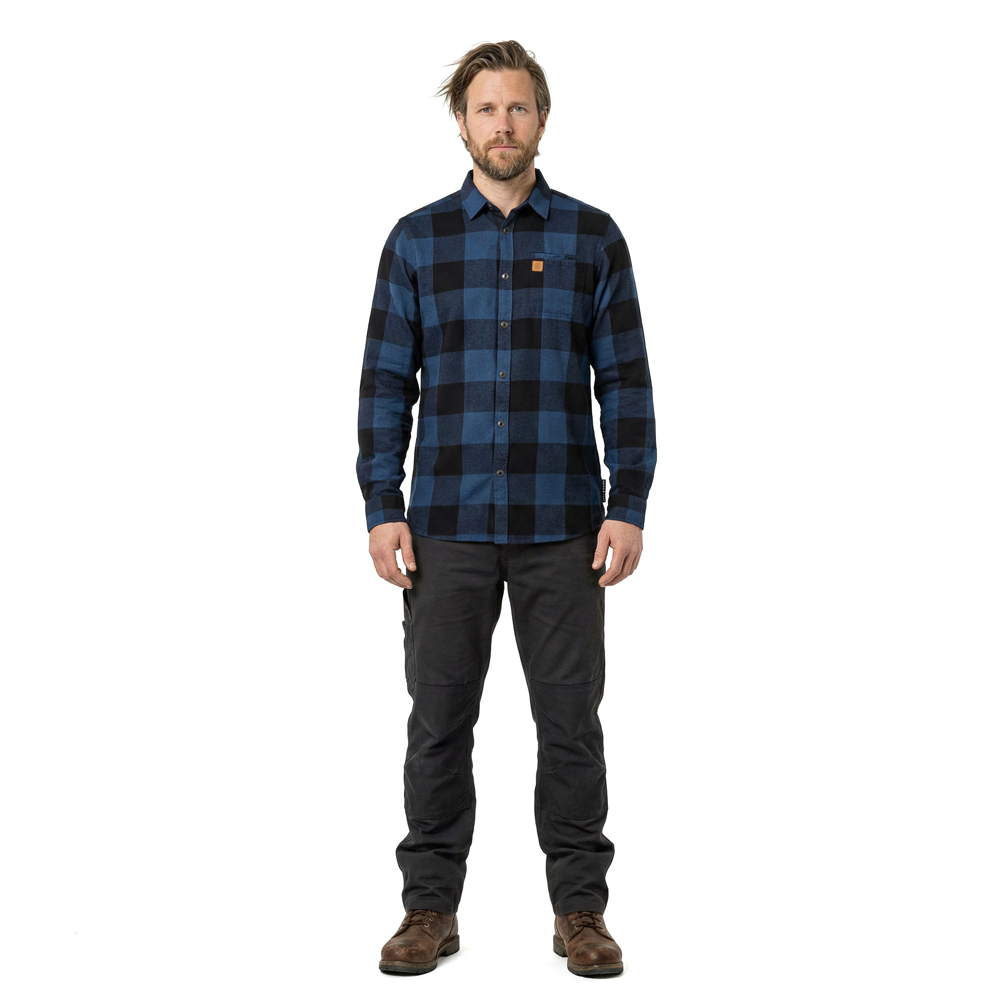 Westborn casual flannelskjorte, Dusty Blue/Black, large image number 2