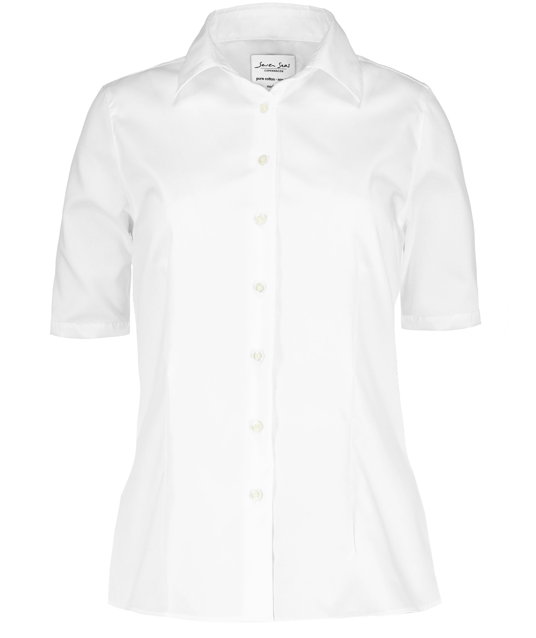 Seven Seas Fine Twill kort&auml;rmad Modern fit skjorta dam, Vit