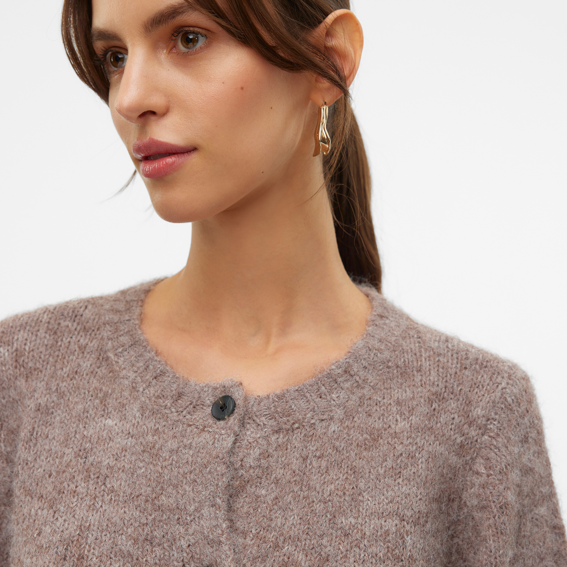 Vero Moda VMNOVAH Damen Strick Cardigan, Brown Lentil, large image number 4