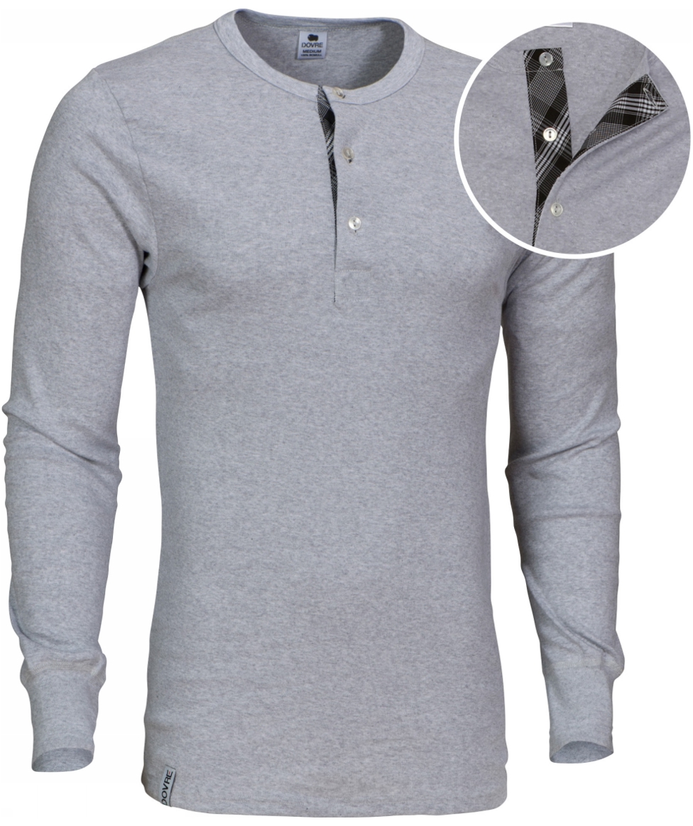 Dovre ribb grandad T-shirt, Grey melange