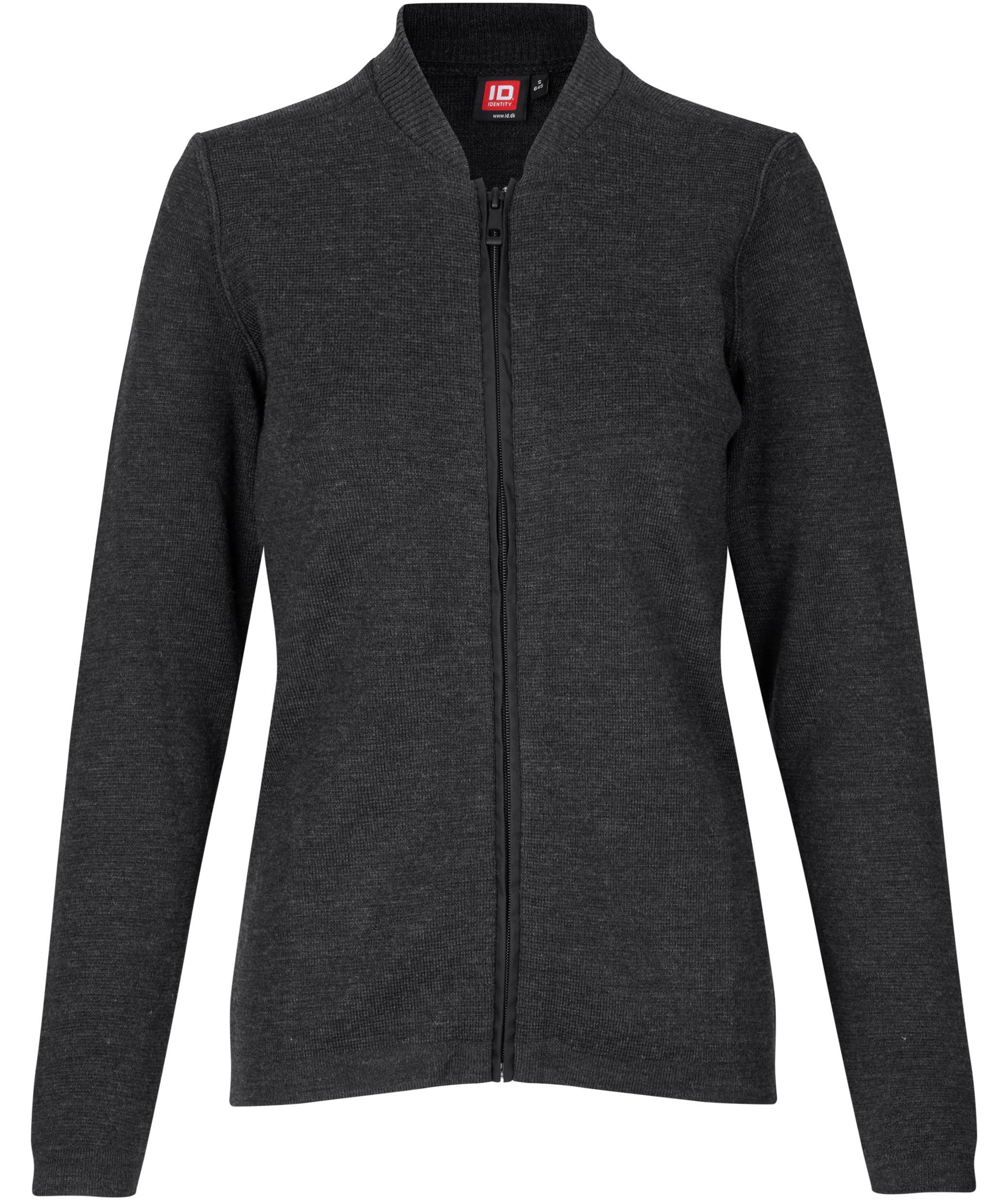 ID stickad cardigan dam, Antracit Grey Melerad