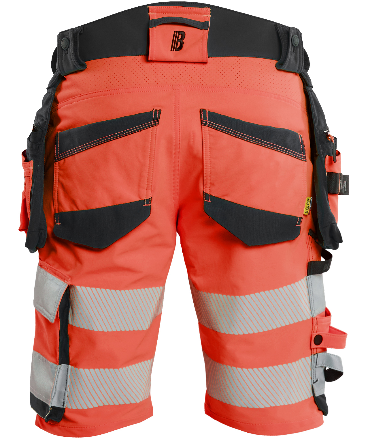 Bl&aring;kl&auml;der Handwerkershorts full stretch, Hi-Vis rot/schwarz, large image number 1