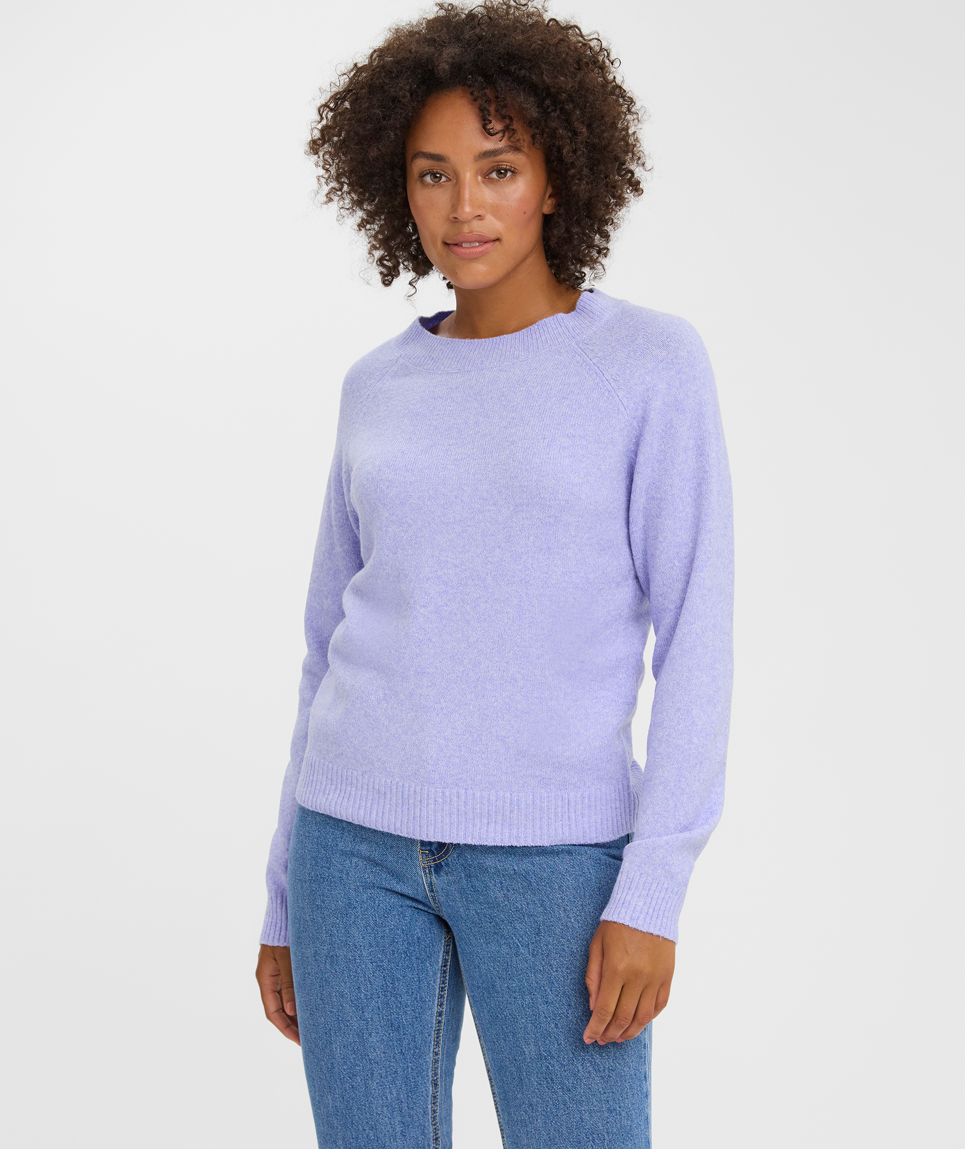 Vero Moda VMDOFFY stickad tr&ouml;ja dam, Jacaranda Melange