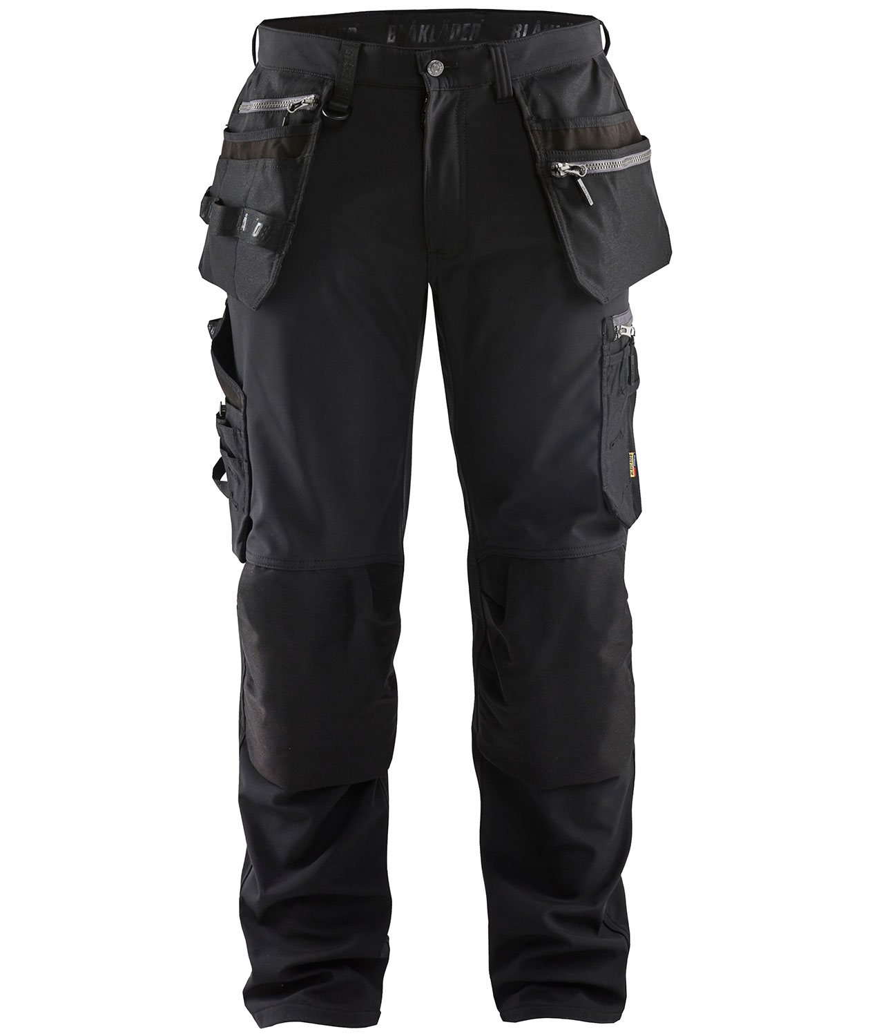 Bl&aring;kl&auml;der softshell h&aring;ndverksbukse, Svart, large image number 0