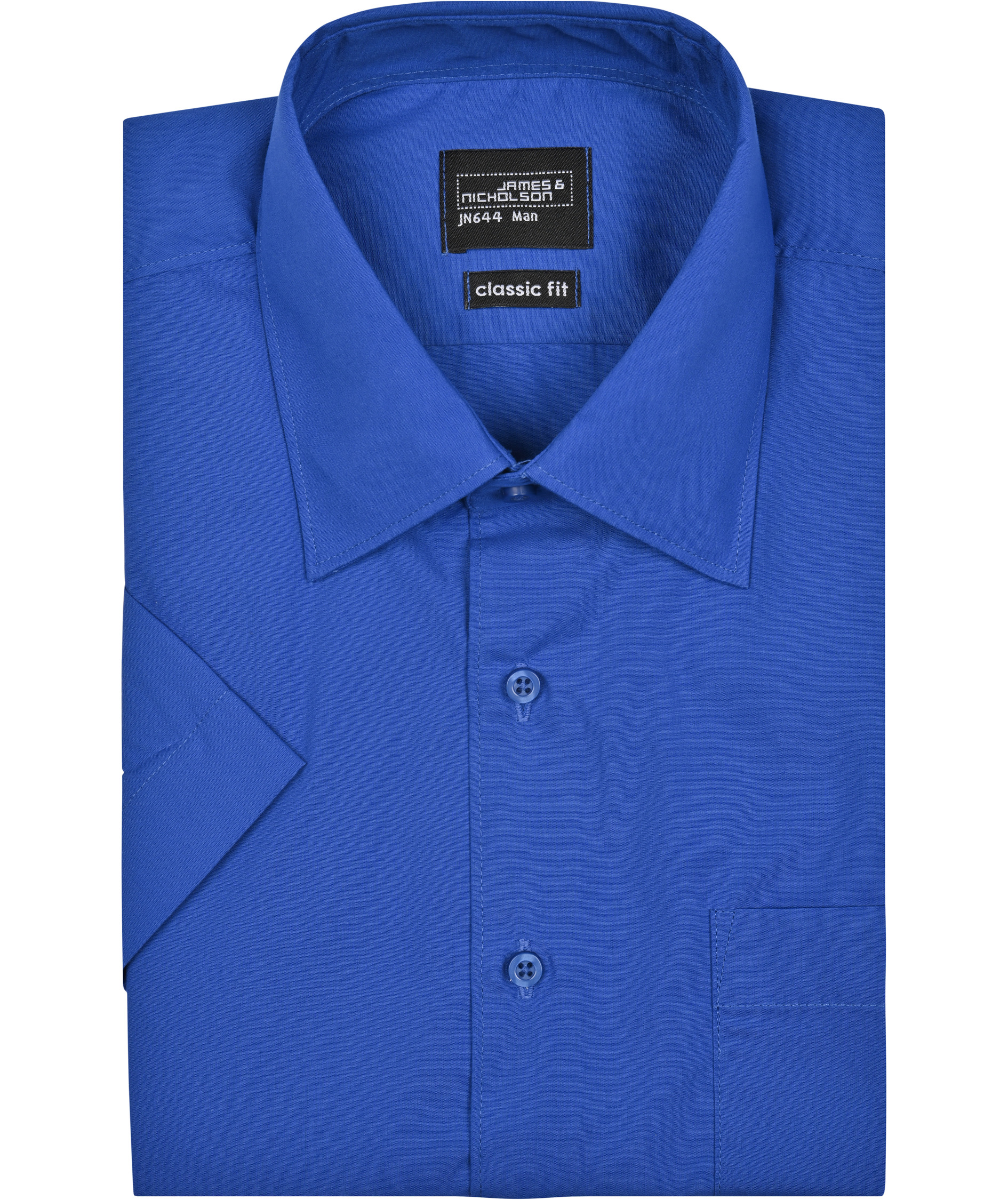 James & Nicholson classic fit kort&auml;rmad skjorta, Kungsbl&aring;, large image number 4