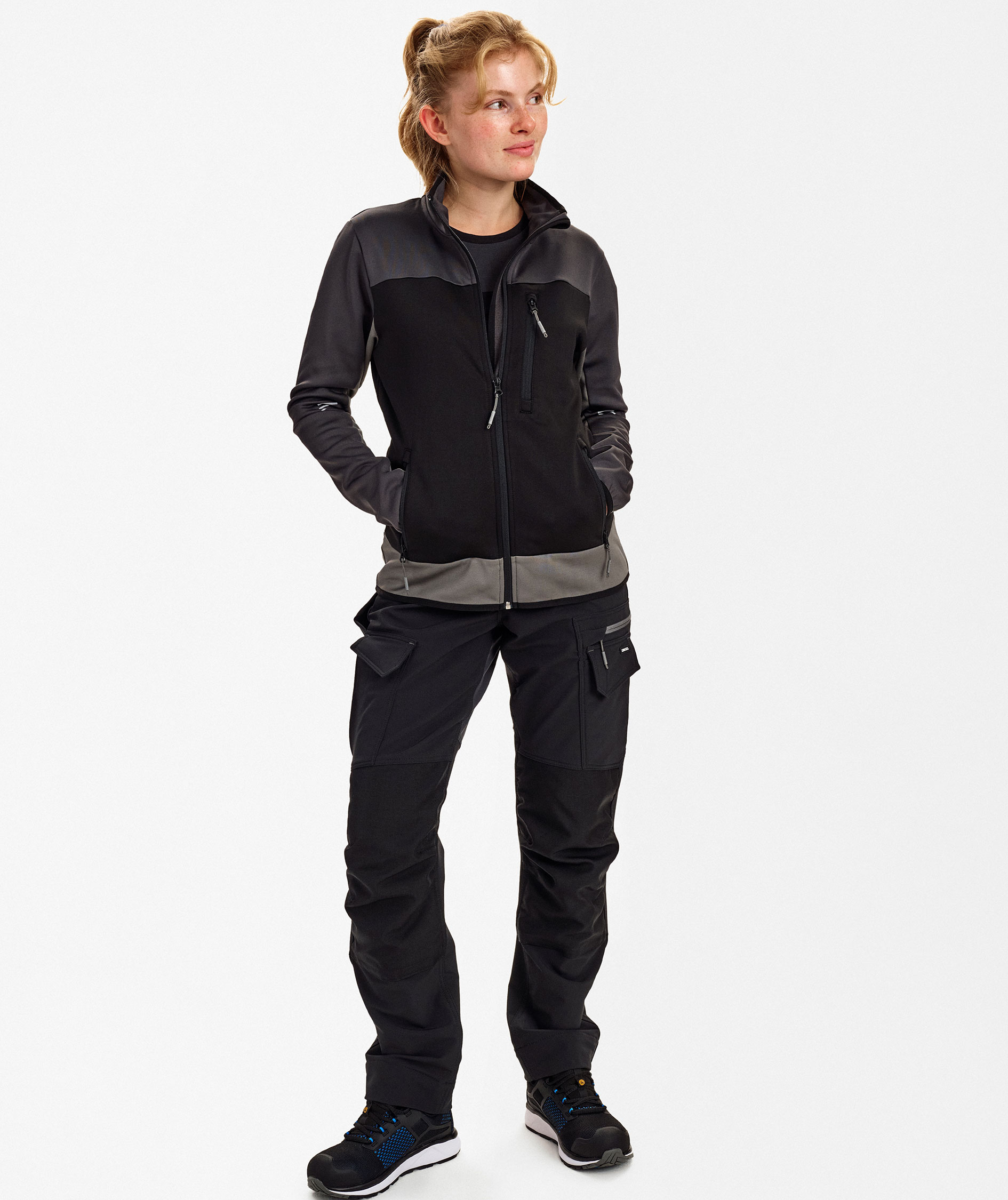 Engel Entire women's midlayer cardigan, Black/Anthracite Grey, large image number 2