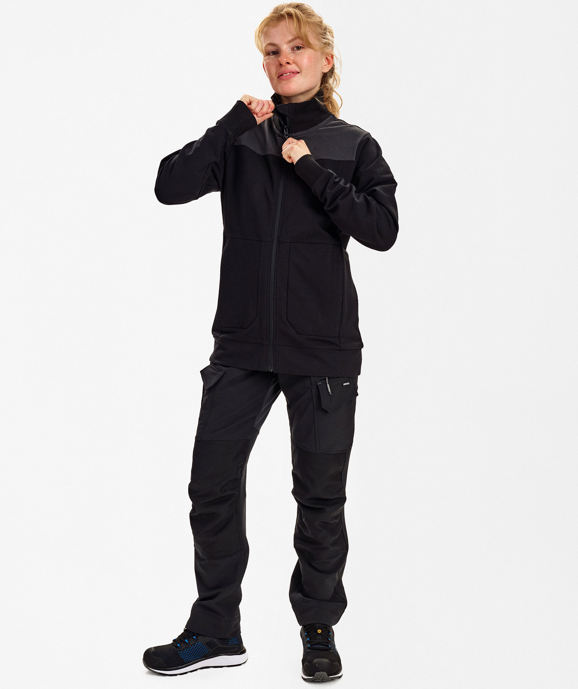 Engel Entire Damen Sweat Cardigan, Black/Anthracite Grey, large image number 2