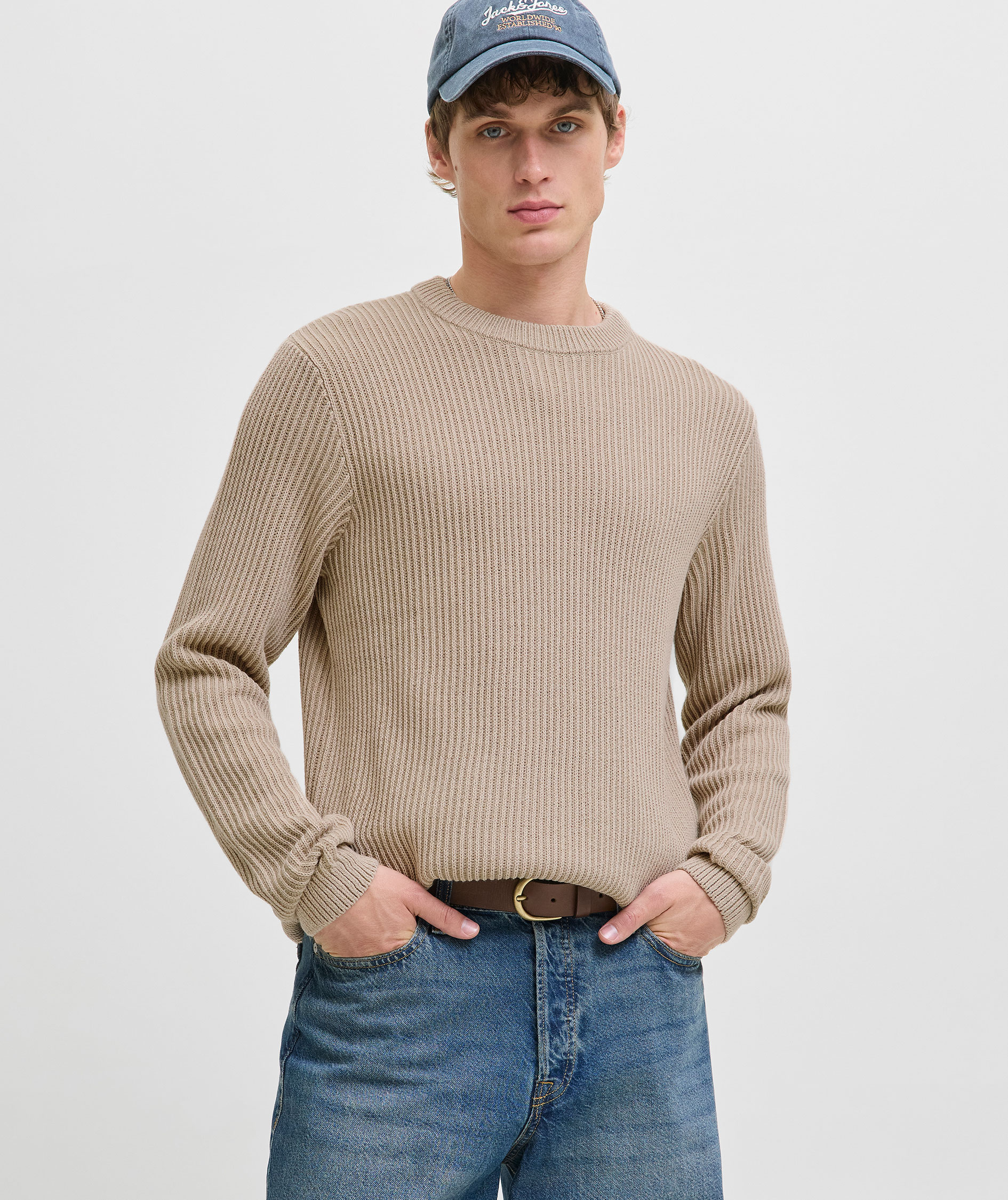 Jack & Jones JJEDOVER stickad tr&ouml;ja, Moonbeam