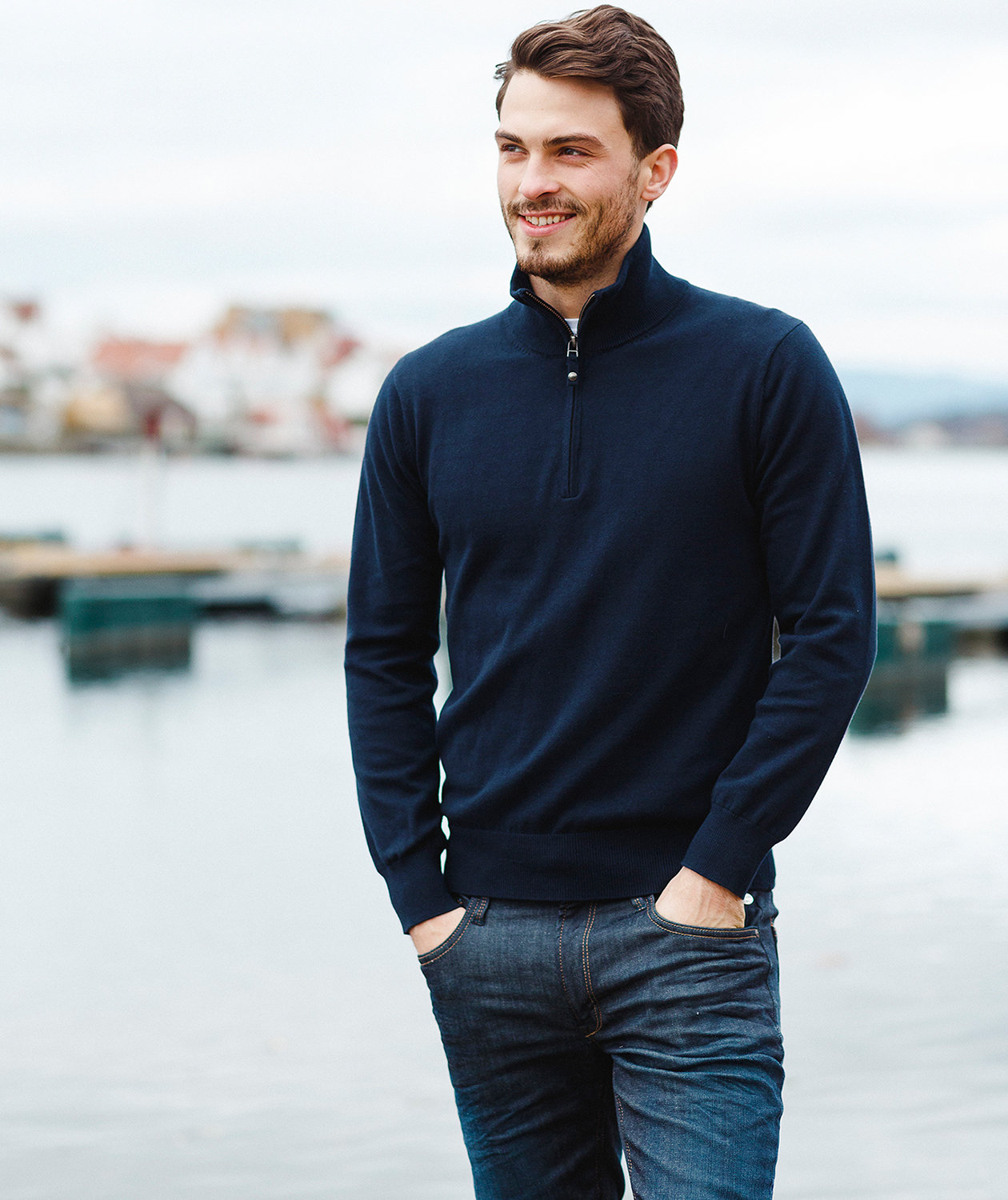 YOU Michigan tr&ouml;ja med dragkedja, Marinbl&aring;