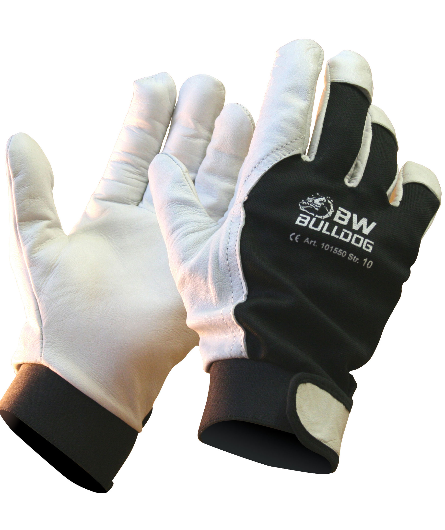 Bulldog montagehandskar 1015, Vit/Svart