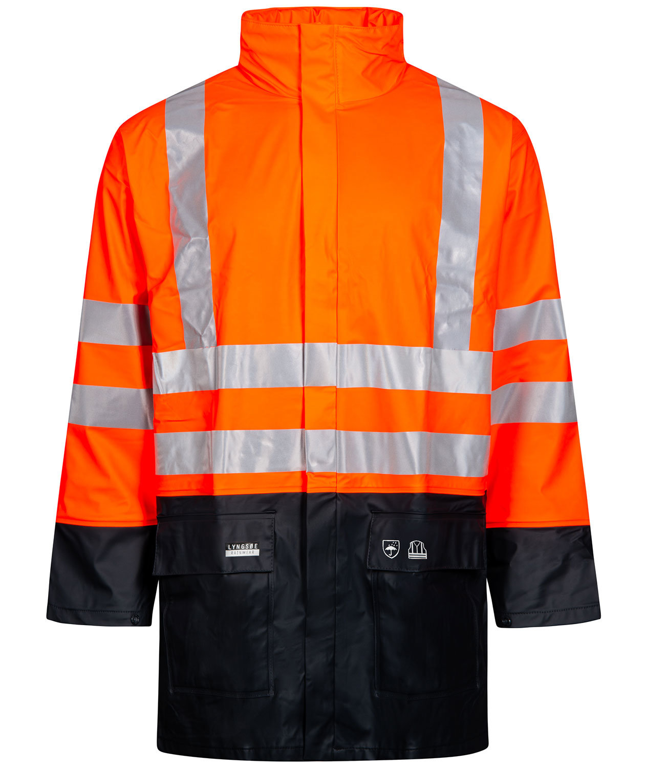 Lyngs&oslash;e PU regnjacka, Varsel Orange/Marinbl&aring;