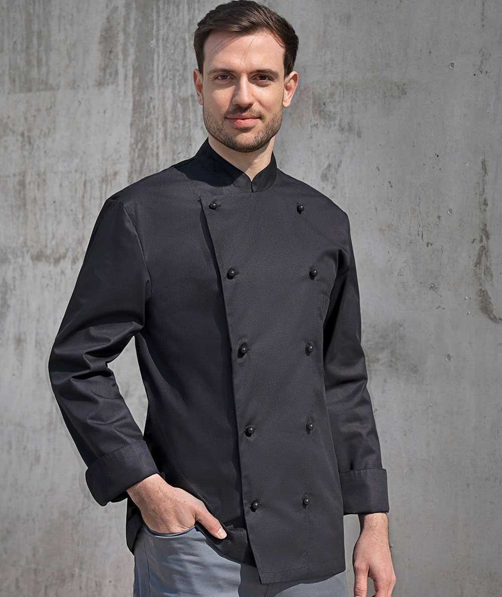 Karlowsky Thomas chefs jacket without buttons, Black