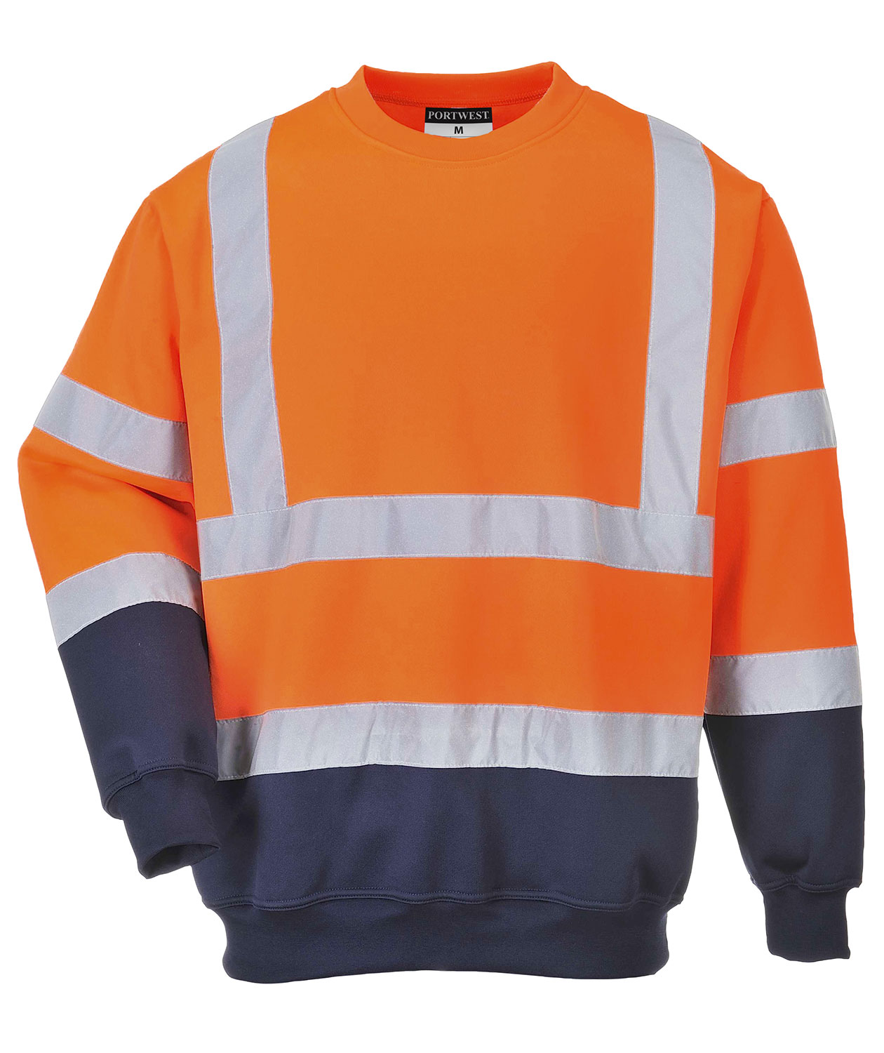 Portwest Sweatshirt, Hi-vis Orange/Marine