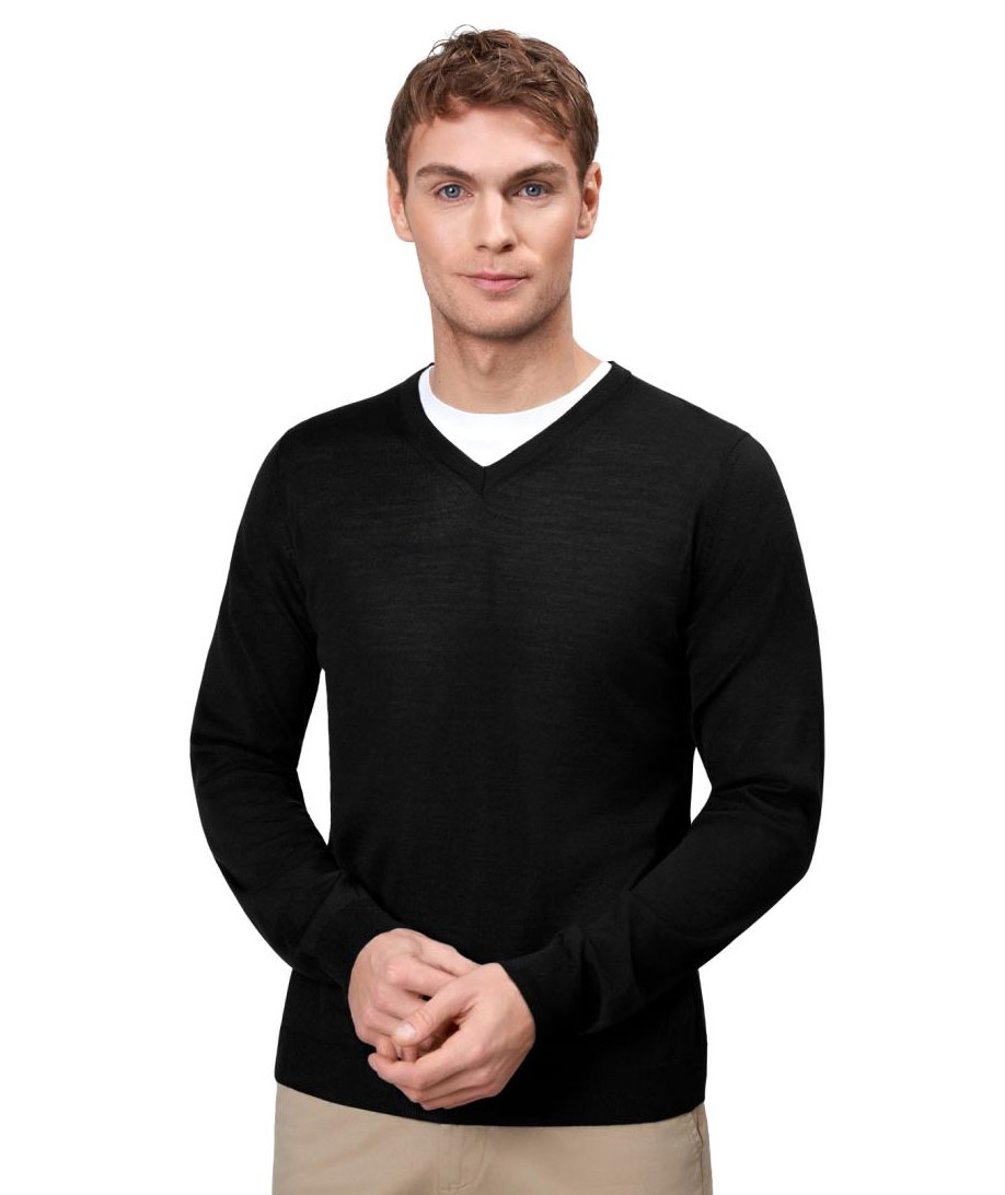 ID stickad tr&ouml;ja med merinoull, Svart