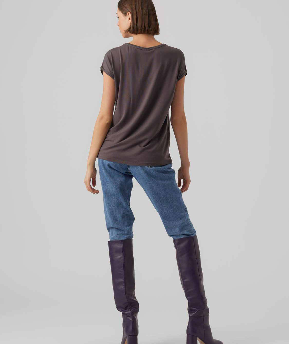 Vero Moda VMAVA PLAIN T-shirt dam, Asphalt, large image number 2