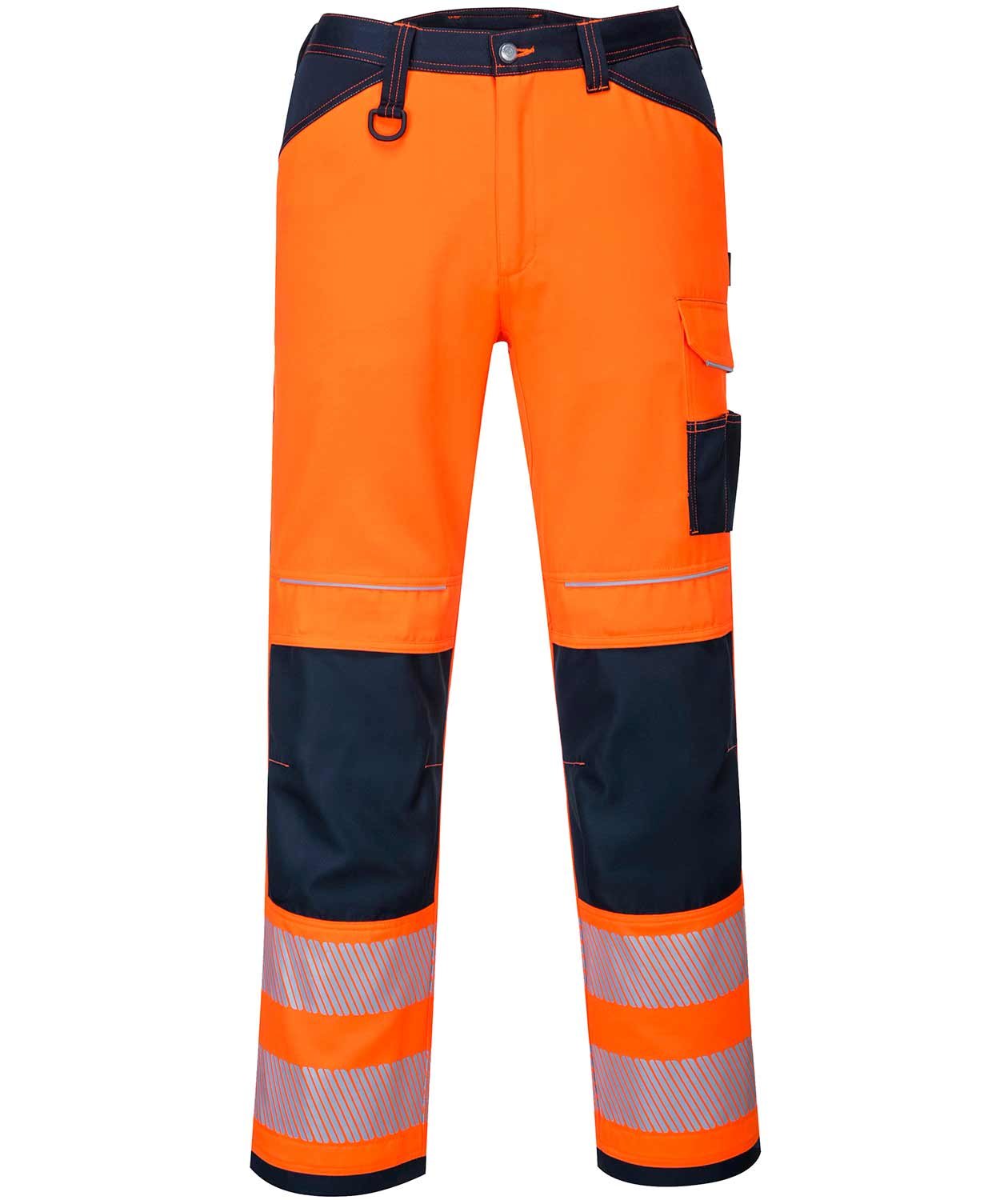 Portwest PW3 arbejdsbukser, Hi-Vis Orange/M&oslash;rk Marine, Hi-Vis Orange/M&oslash;rk Marine, swatch