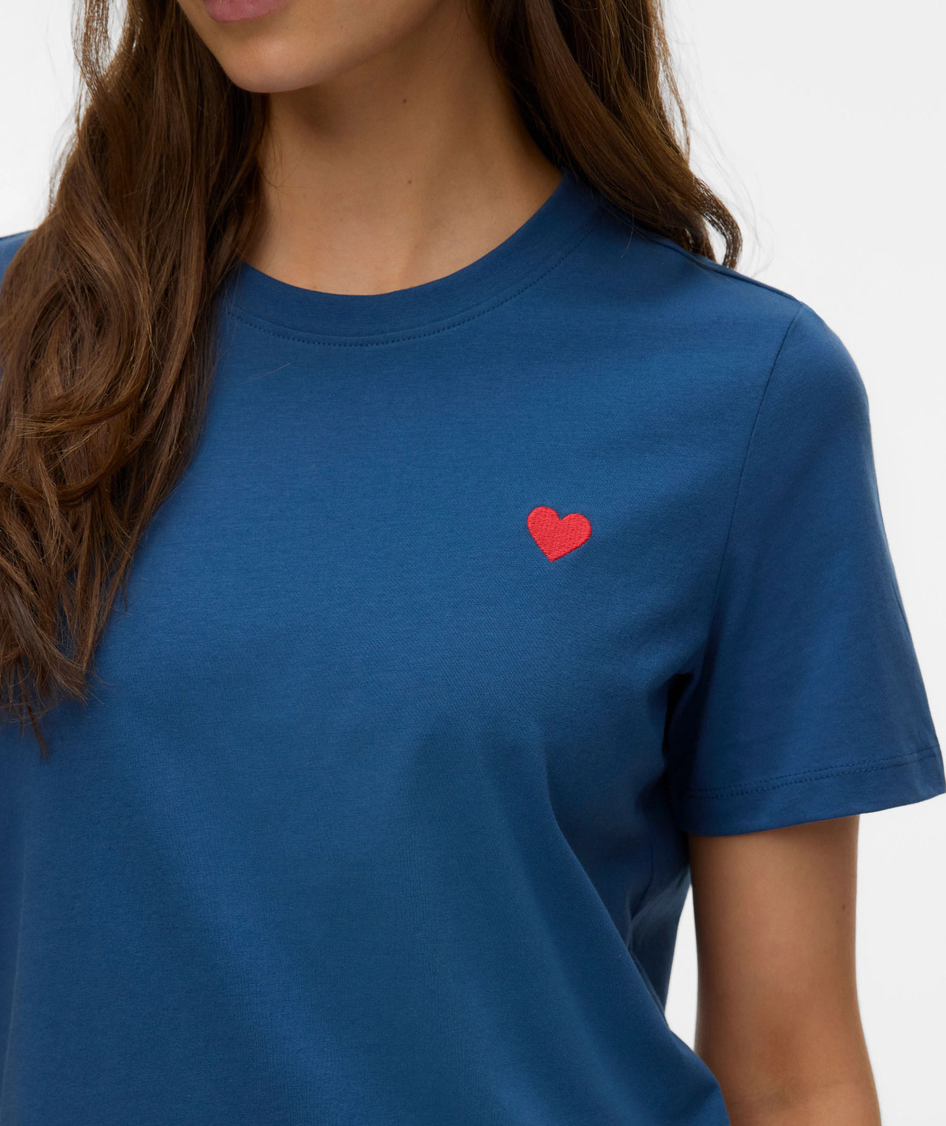 Vero Moda VMPAULINA dame T-skjorte, Dark Denim Red Heart, large image number 3