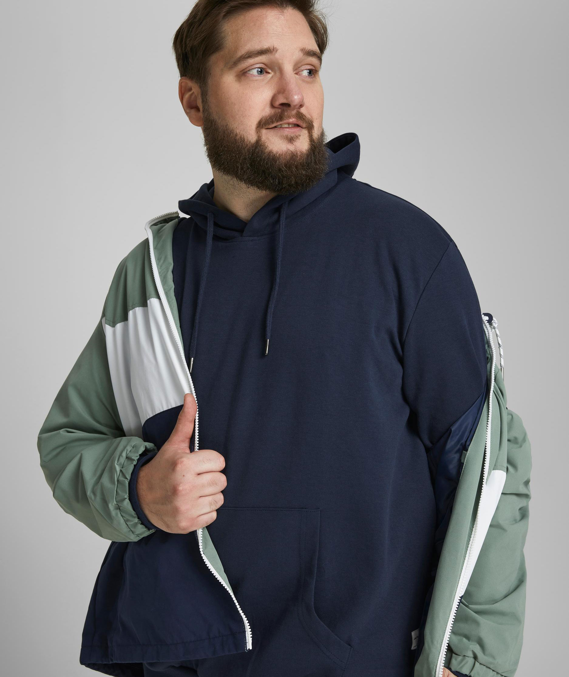 Jack & Jones JJEBASIC Plus Size Hoodie, Navy Blazer, large image number 7