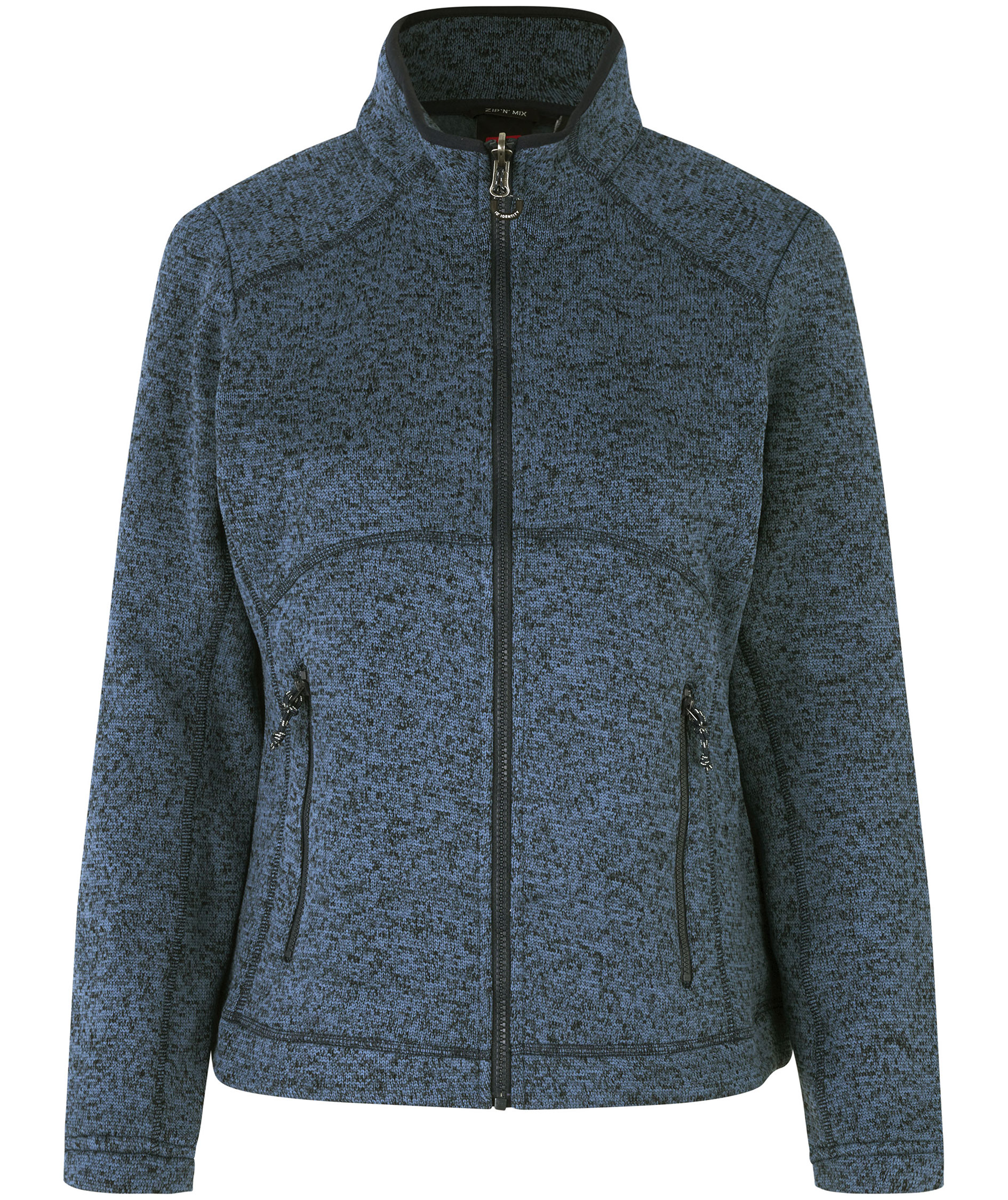 ID Zip'n'mix Melange stickad fleececardigan dam, Marin Melange