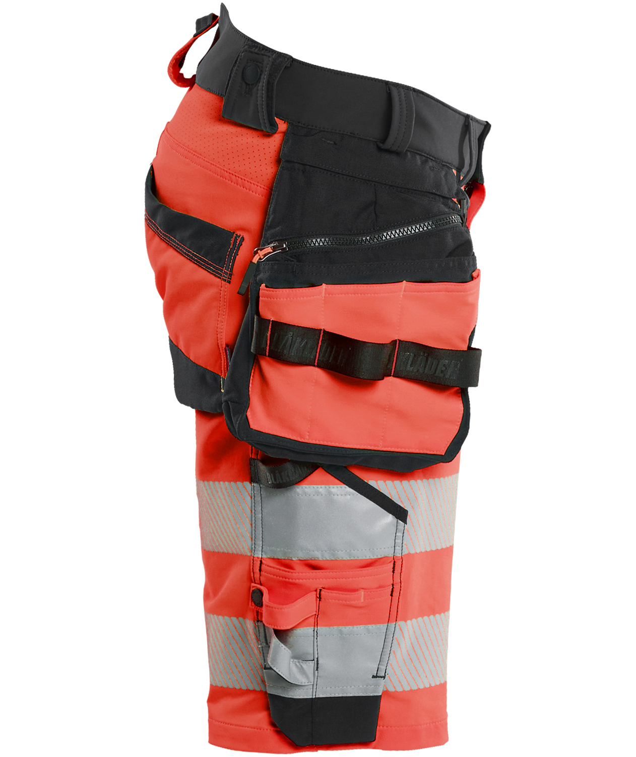 Bl&aring;kl&auml;der Handwerkershorts full stretch, Hi-Vis rot/schwarz, large image number 2