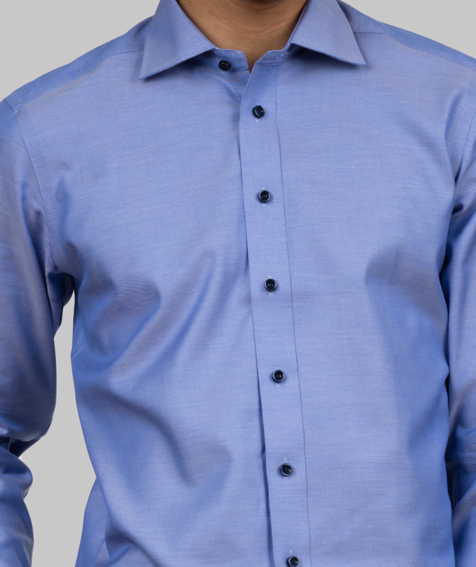 J. Harvest & Frost Twill Green Bow O1 slim fit skjorta, Mid Blue, large image number 6