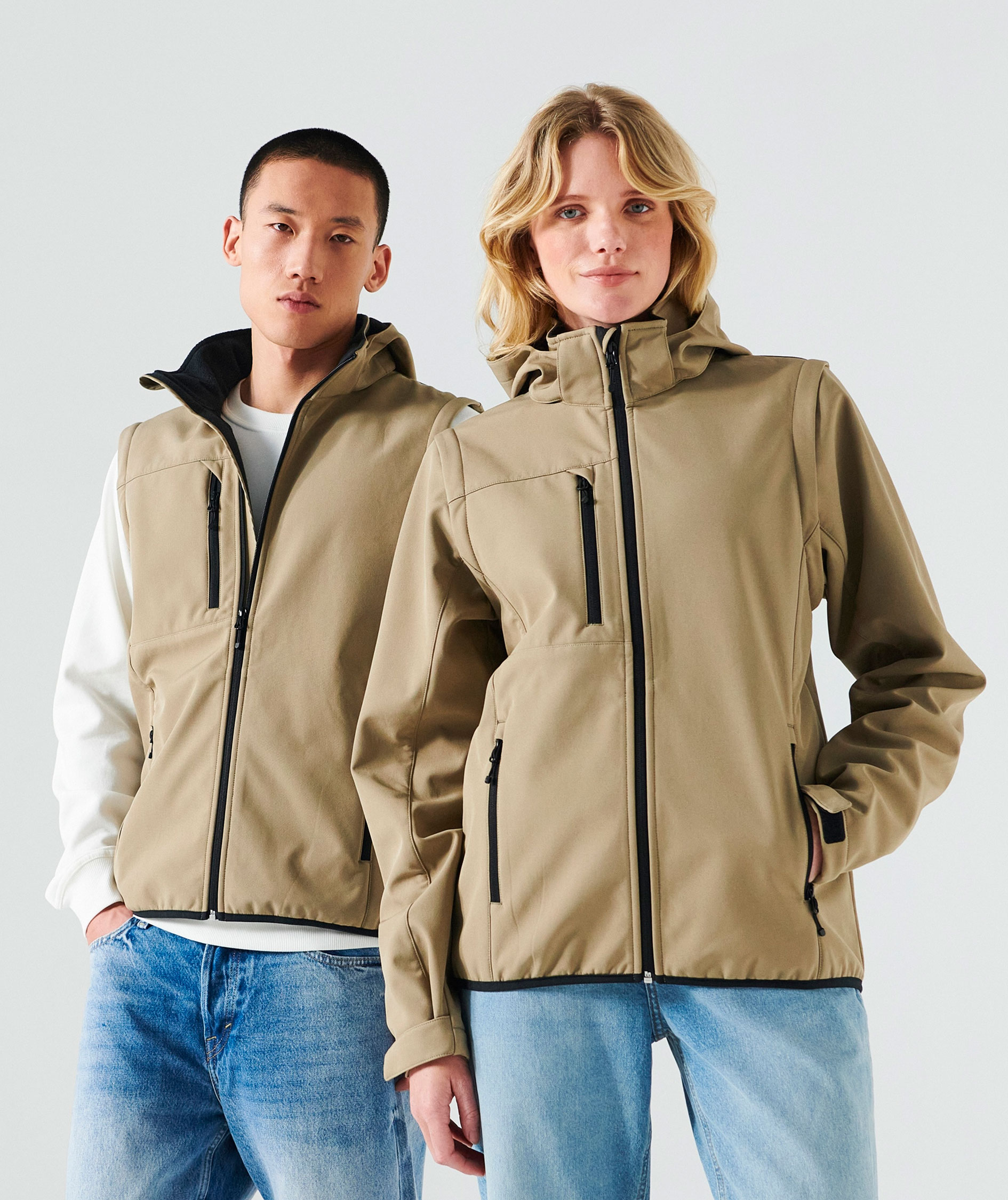 Clique Classic 2-i-1 softshelljakke, Sand, large image number 1