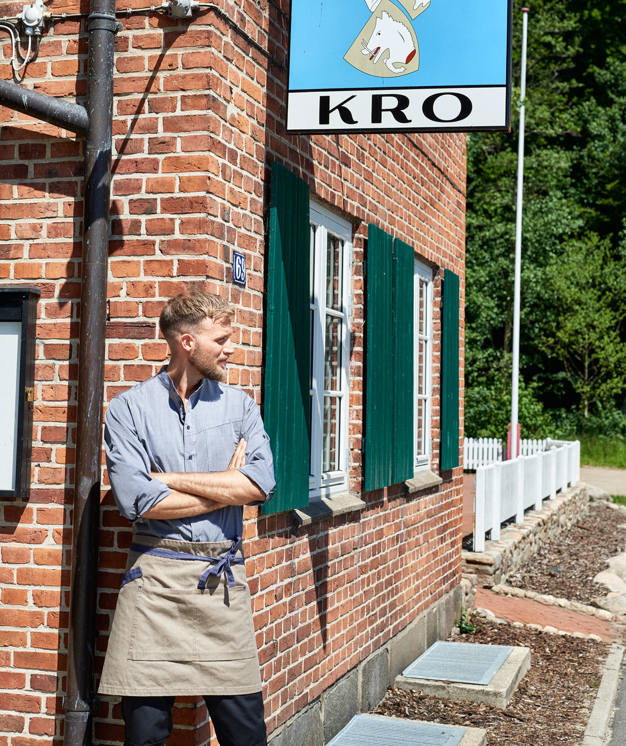 Nybo Workwear New Nordic f&ouml;rkl&auml;de med fickor, Khaki/Bl&aring;