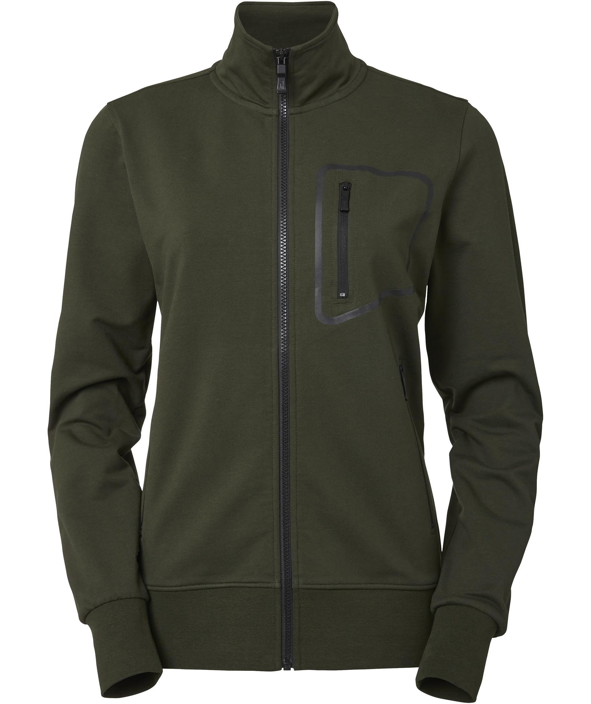 South West Nicole dame sweat cardigan, Dark olive , Dark olive , swatch