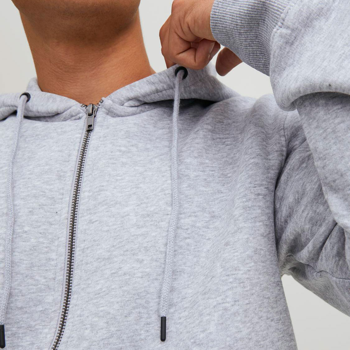 Jack & Jones JJEBRADLEY hoodie med dragkedja, Light Grey Melange, large image number 4