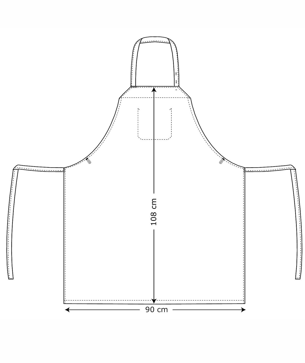 Kentaur bredt brystlommeforkle, Svart