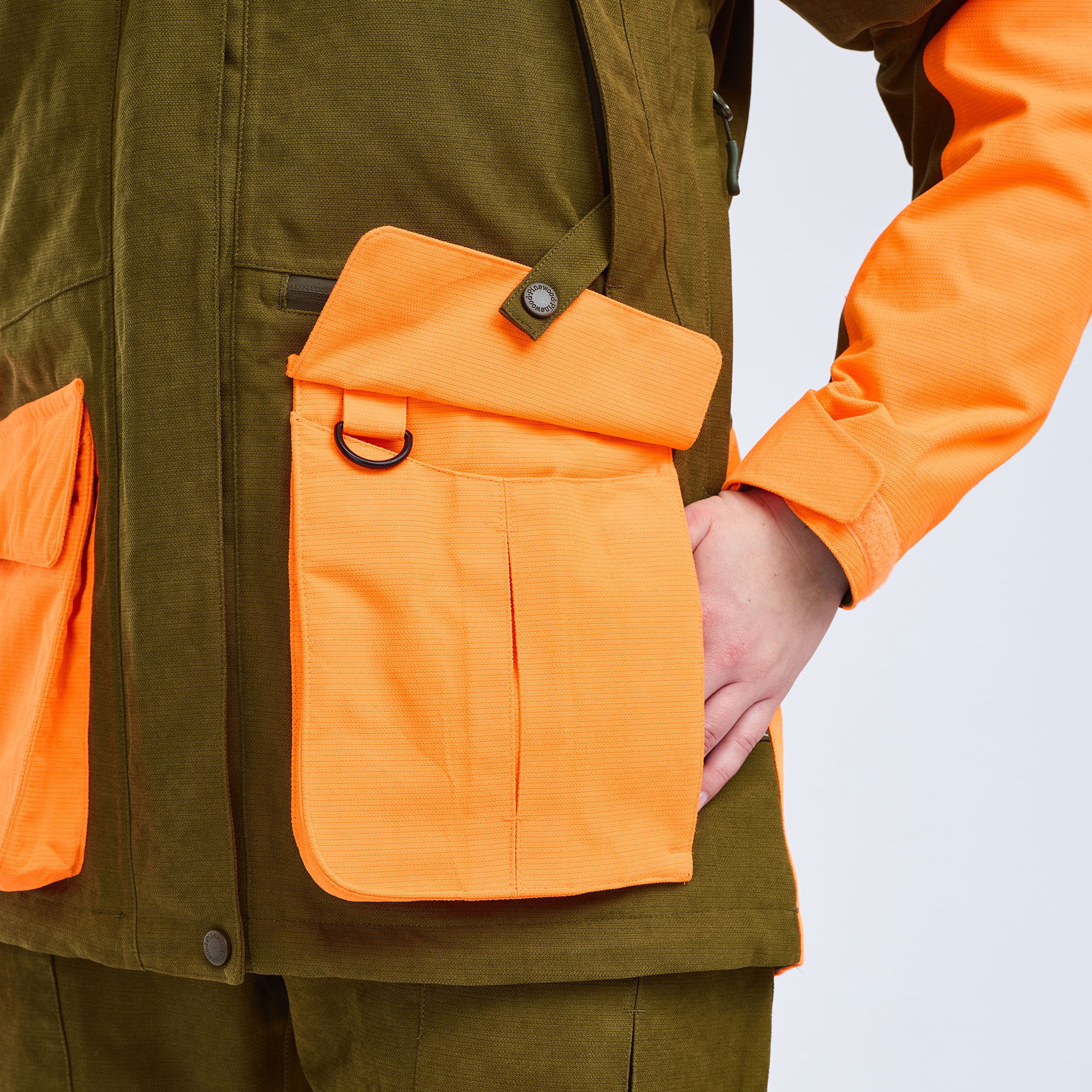 Pinewood Furudal Hunters hybrid stretch jakke, Olive Green/Orange, large image number 6