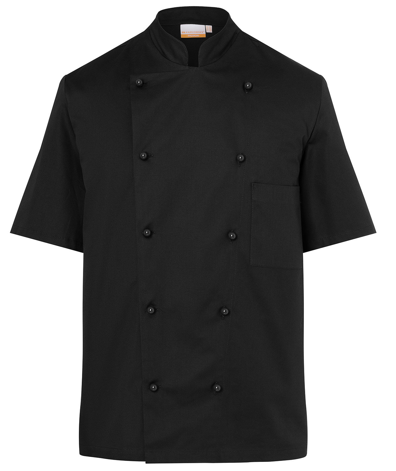 Karlowsky Lennert short-sleeved chefs jacket without buttons, Black, large image number 0